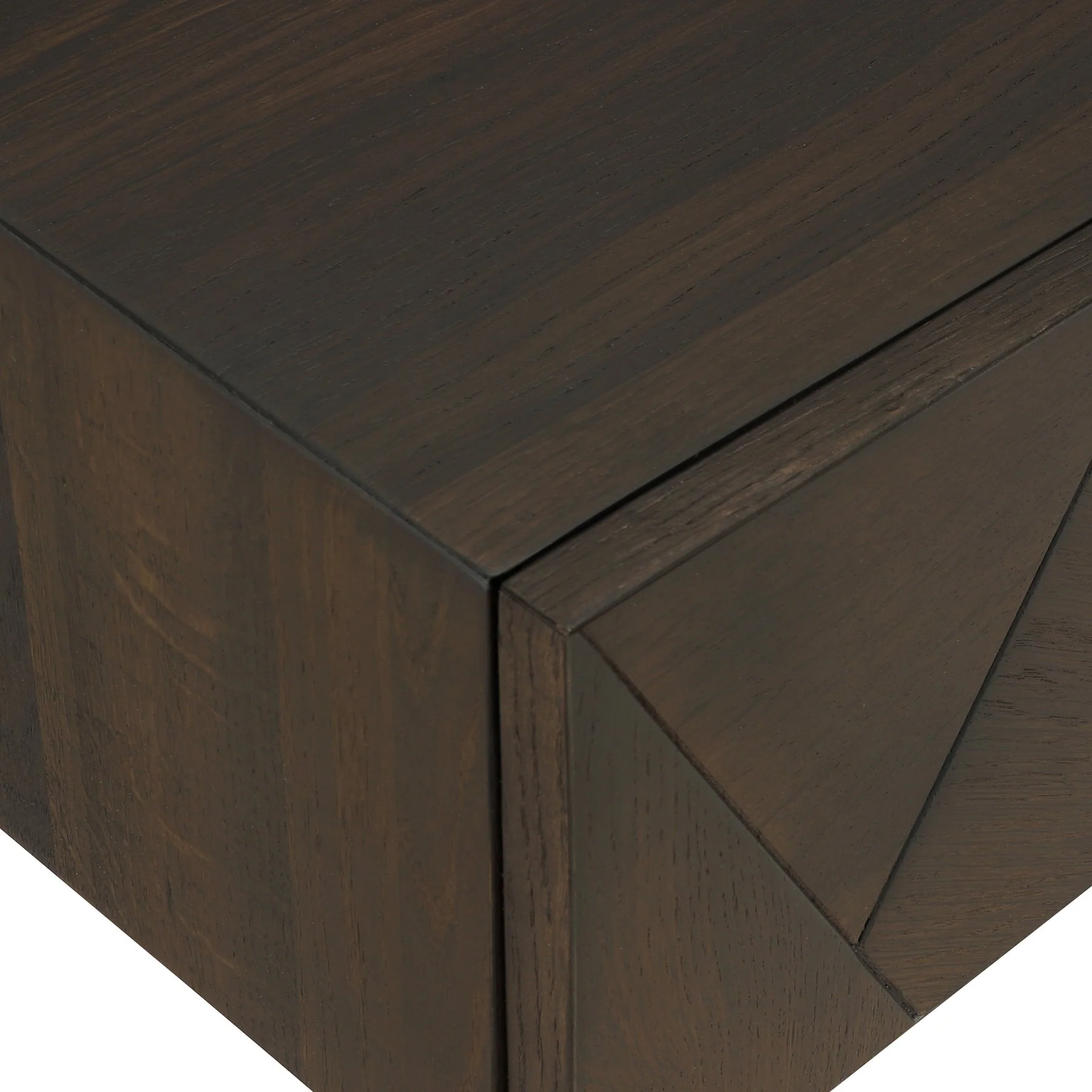 Marquis 3 Piece Queen Size Platform Bed Frame Bedroom Set in Oak Wood with Faux Leather Headboard - Image 8