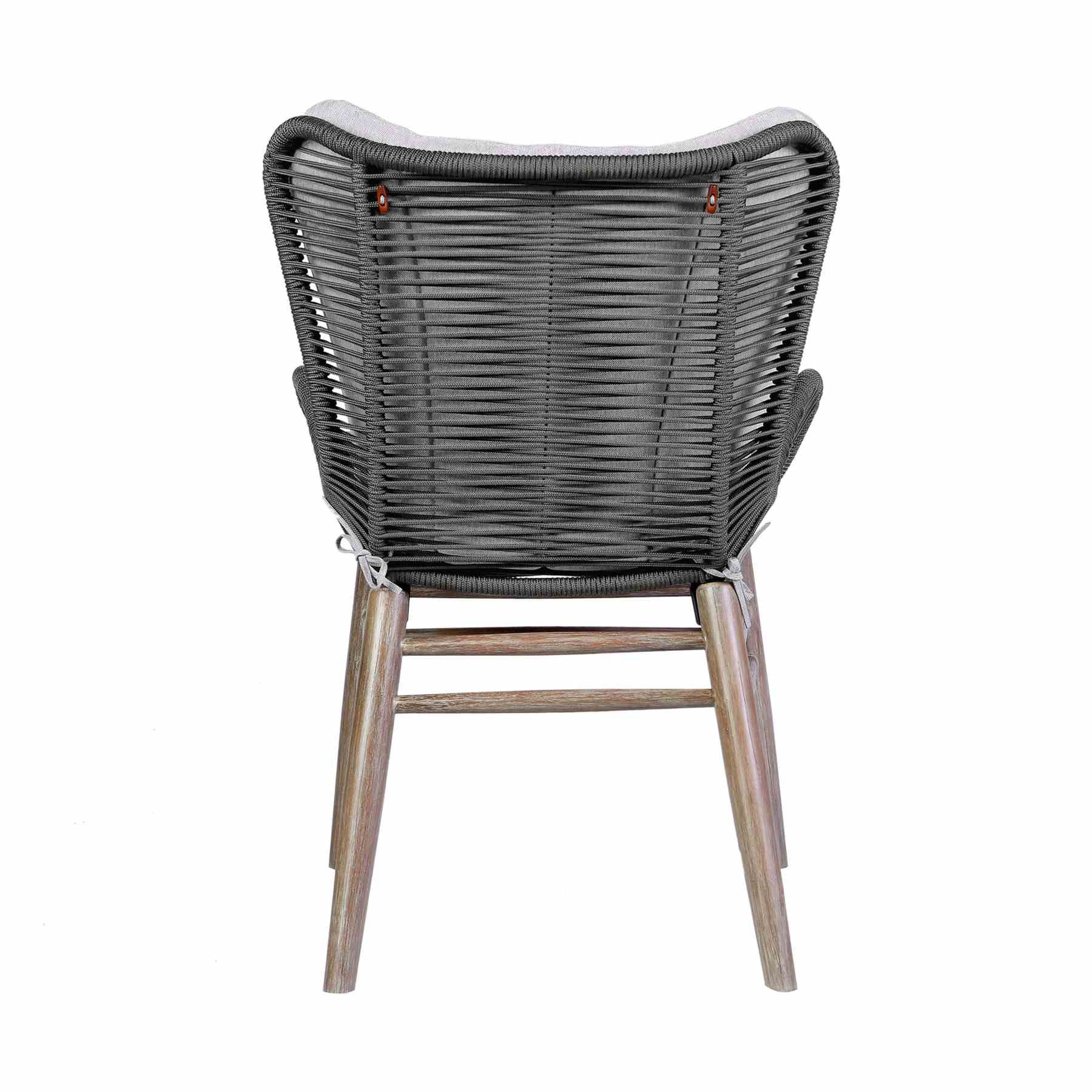 Mateo Outdoor Patio Dining Chair in Light Eucalyptus Wood and Charcoal Rope - Image 6