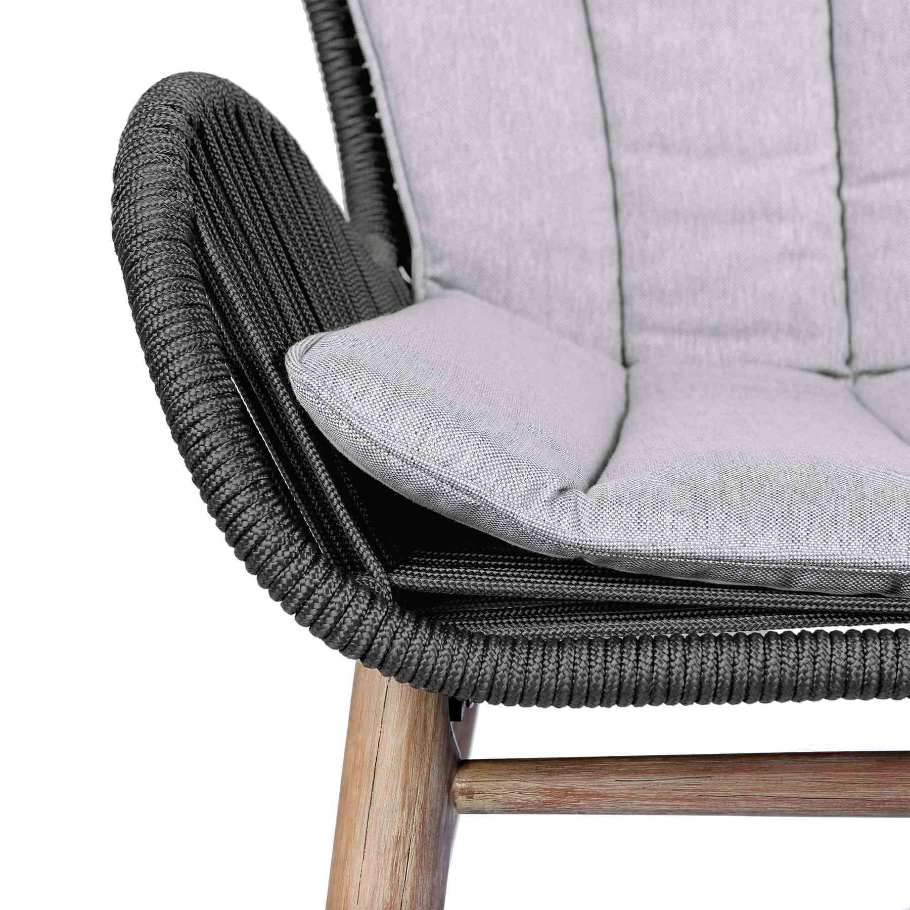 Mateo Outdoor Patio Dining Chair in Light Eucalyptus Wood and Charcoal Rope - Image 7