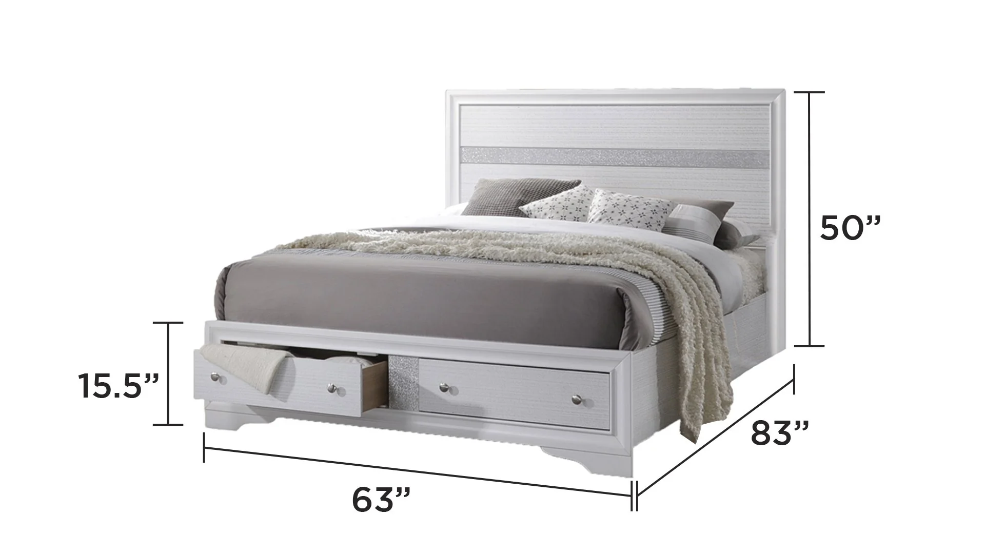 Matrix 4 Pc Queen Bed White - Image 3