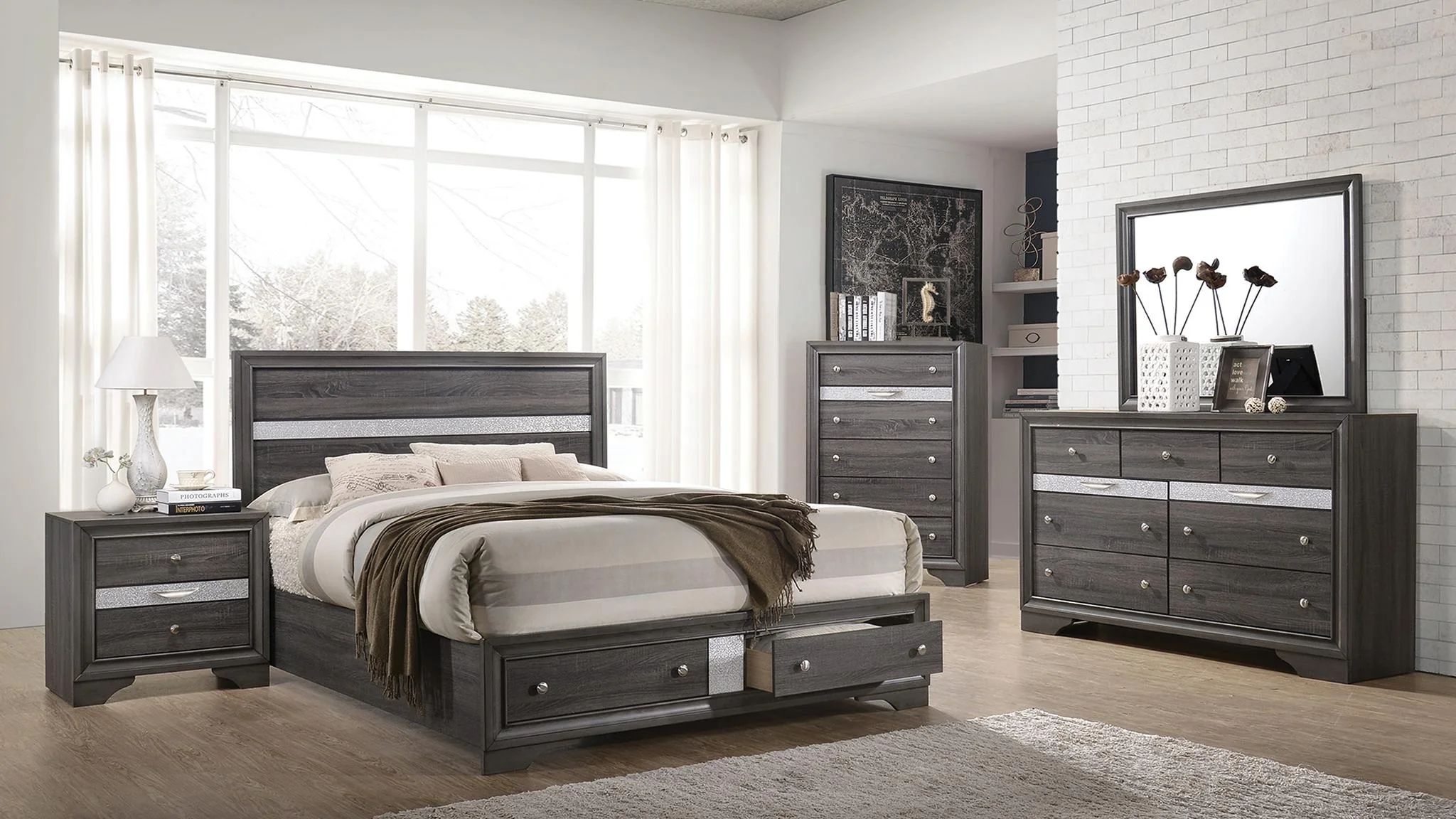 Matrix 5 Pc King Bed Gray