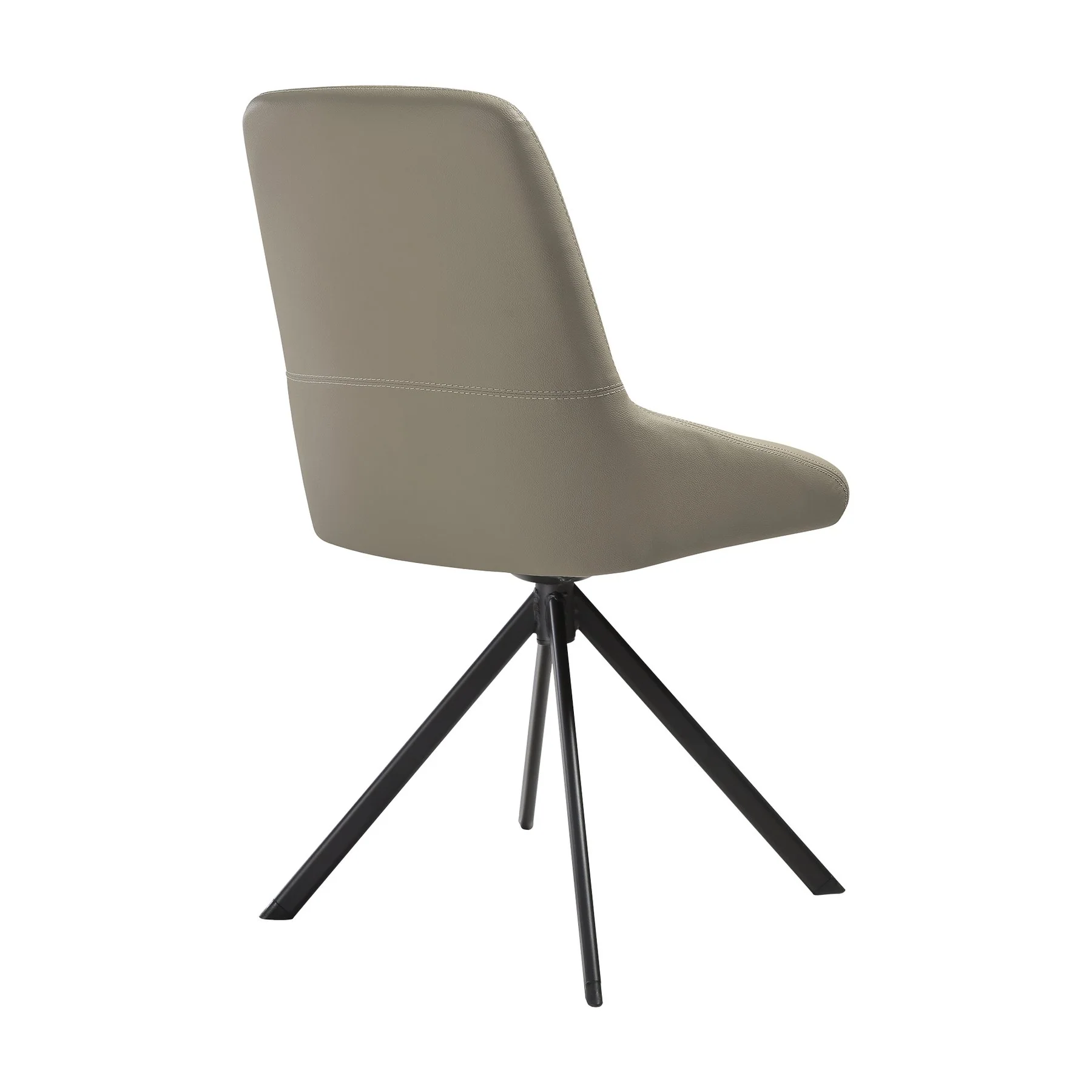 Maverick Swivel Upholstered Dining Chair in Taupe Gray Faux Leather with Black Metal Legs - Set of 2 - Image 5