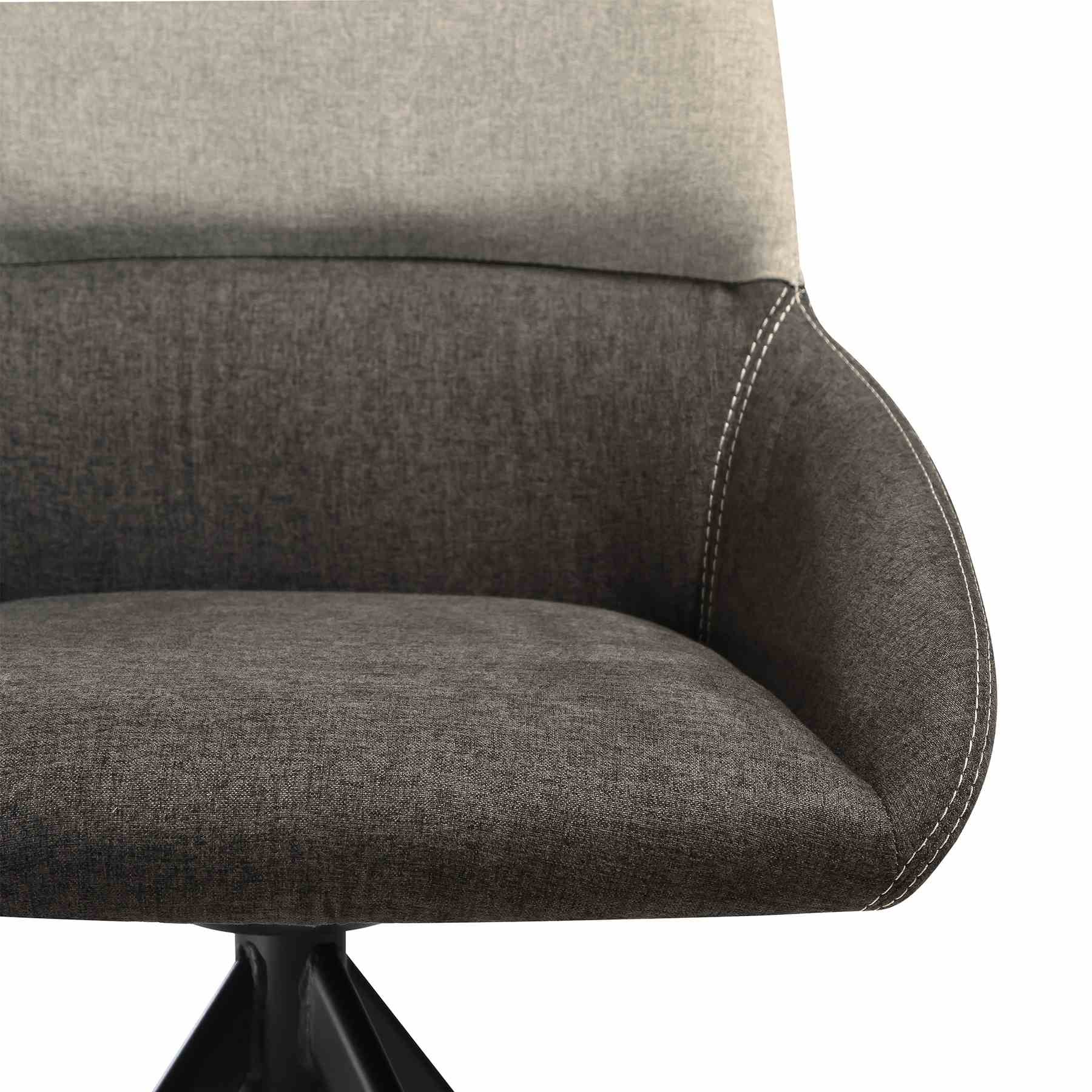 Maverick Swivel Upholstered Dining Chair in Two-Tone Fabric Gray with Black Metal Legs - Set of 2 - Image 7