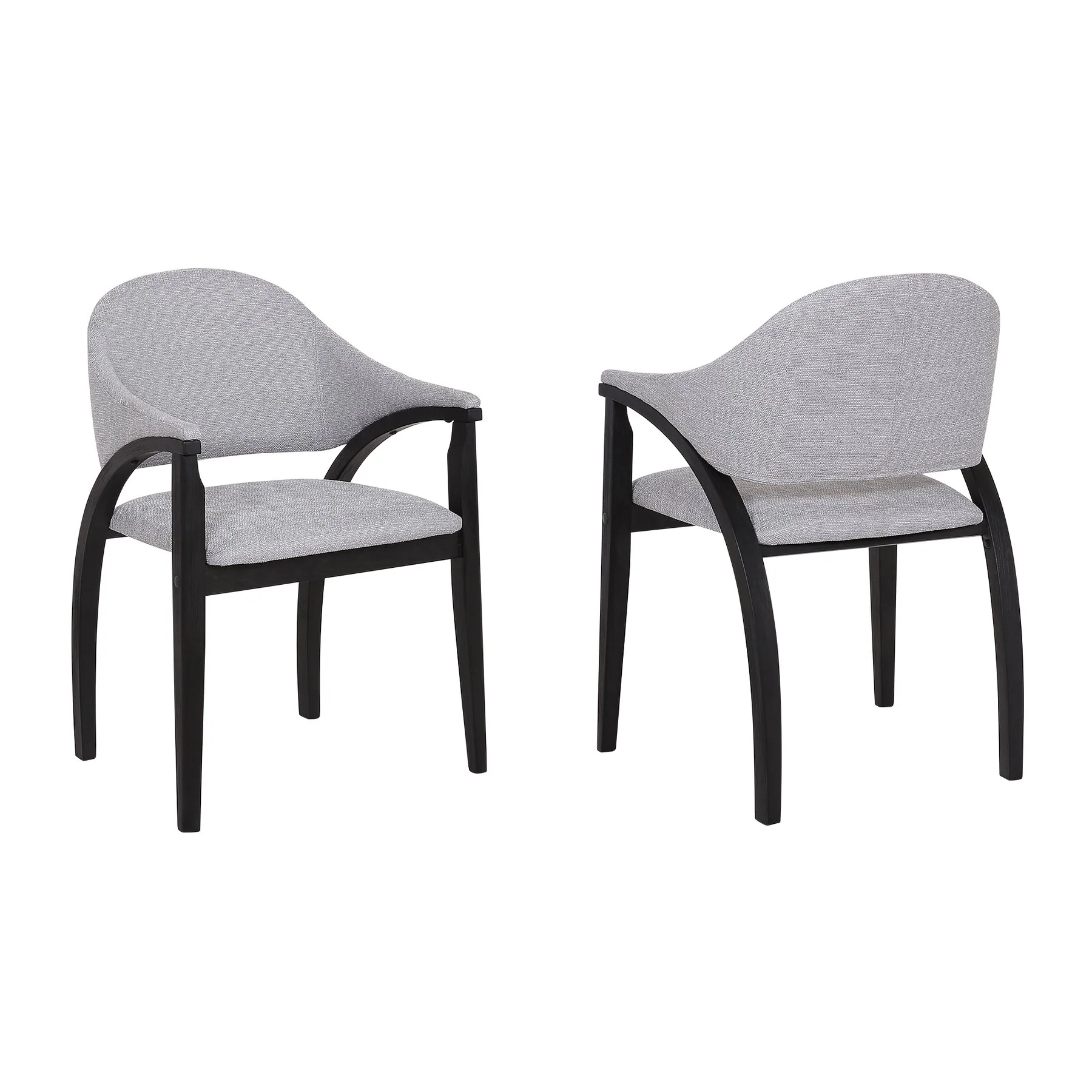 Meadow Contemporary Dining Chair in Black Brush Wood Finish and Gray Fabric - Set of 2