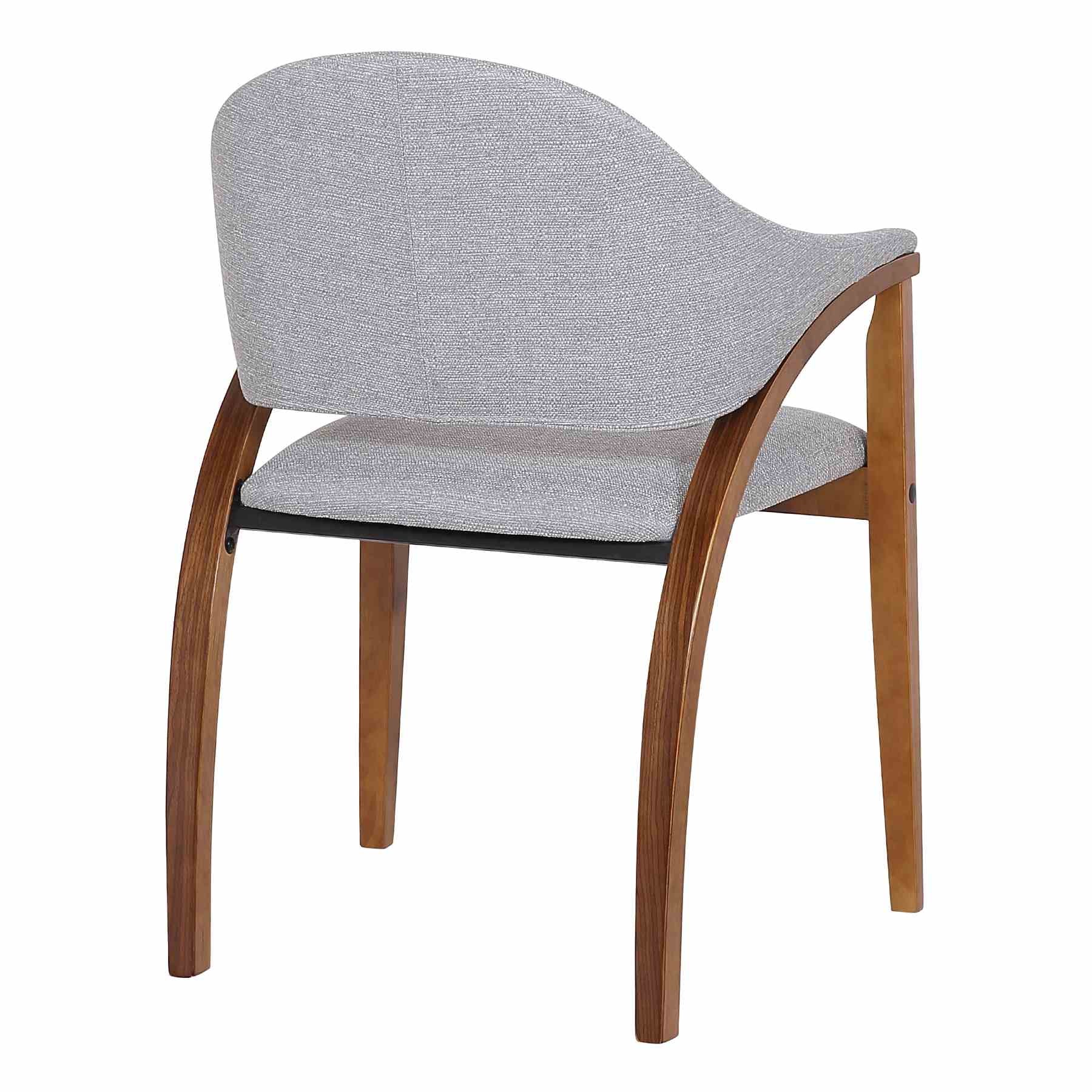 Meadow Contemporary Dining Chair in Walnut Wood Finish and Gray Fabric - Set of 2 - Image 4
