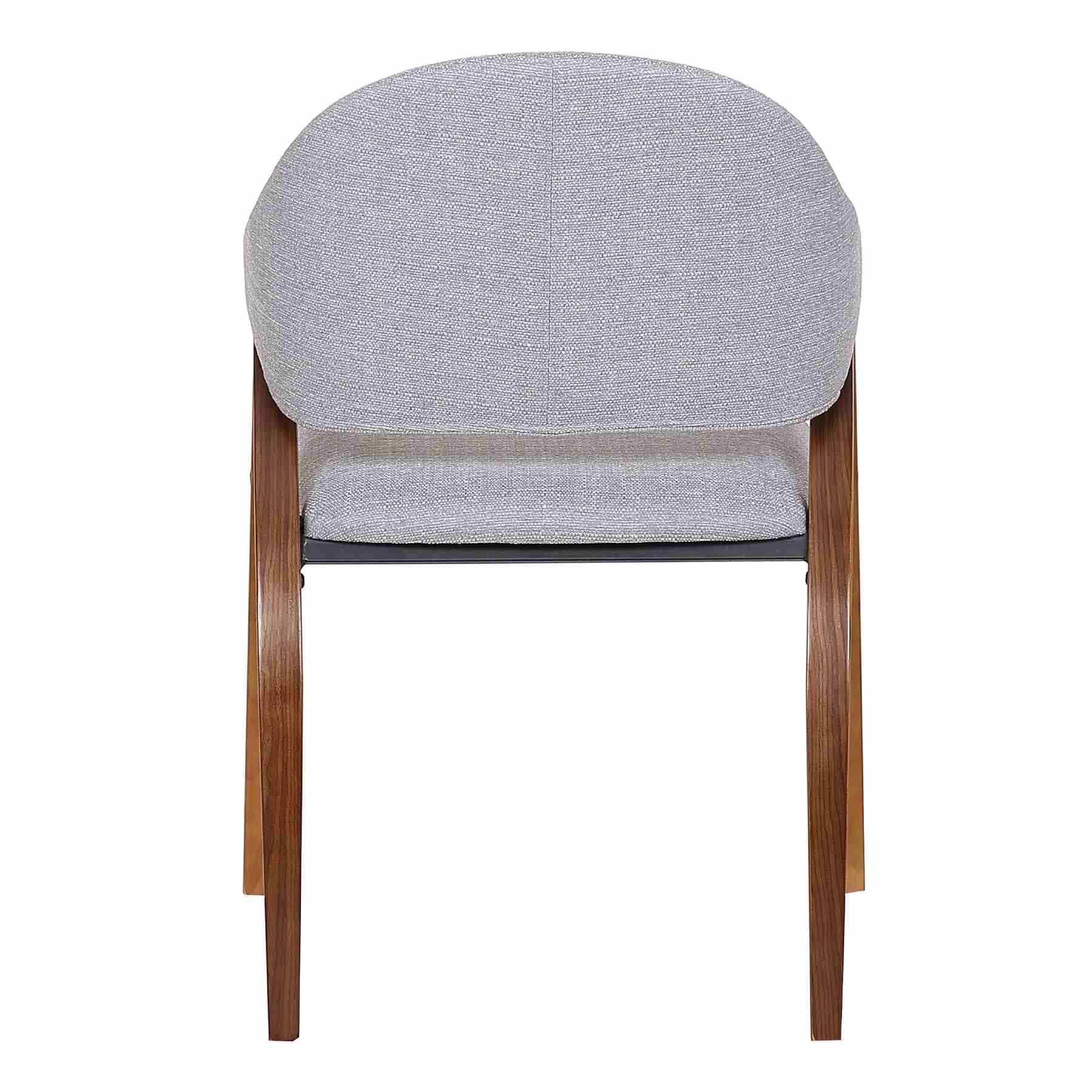 Meadow Contemporary Dining Chair in Walnut Wood Finish and Gray Fabric - Set of 2 - Image 5