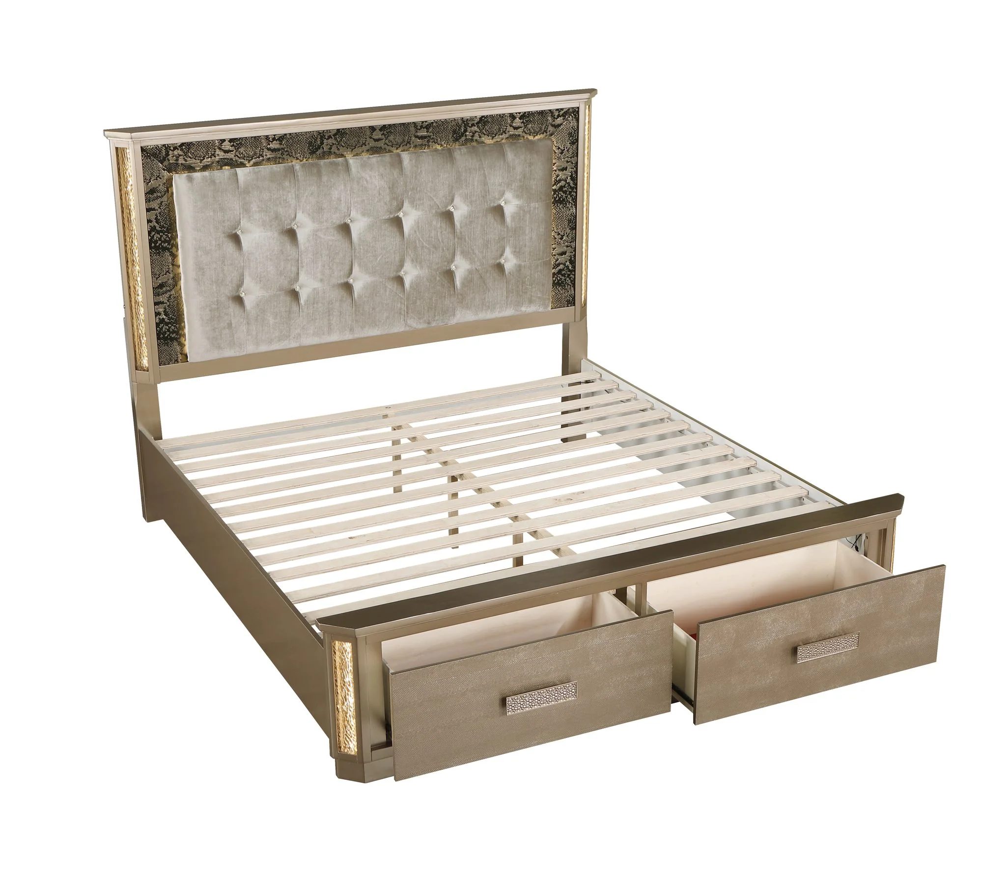 Medusa Queen 5 Pc Bedroom Set  Gold - Image 4