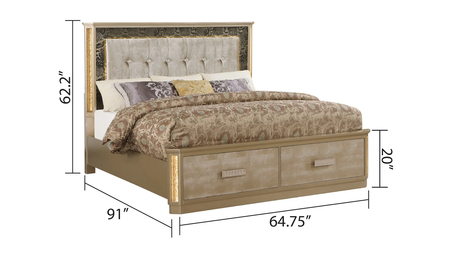 Medusa Queen 5 Pc Bedroom Set  Gold - Image 5