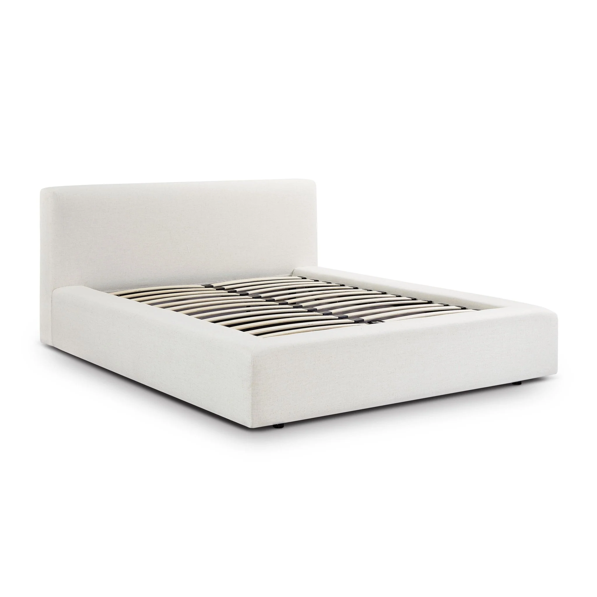 Meena Cream Upcycled Linen Storage Queen Bed - Image 6