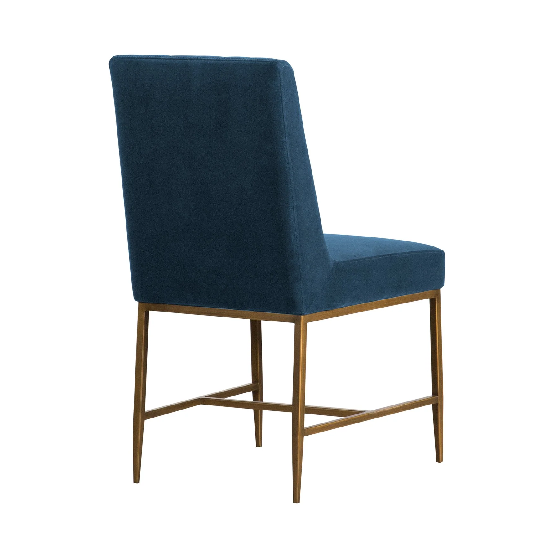 Memphis Blue Velvet and Antique Brass Accent Dining Chair- Set of 2 - Image 3