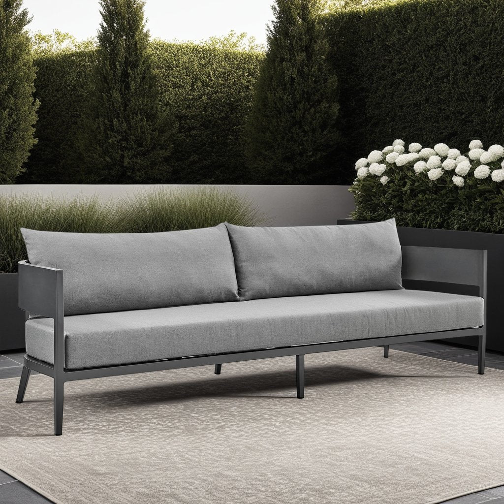 Menorca Aluminum Outdoor Sofa in Dark Gray - Image 5
