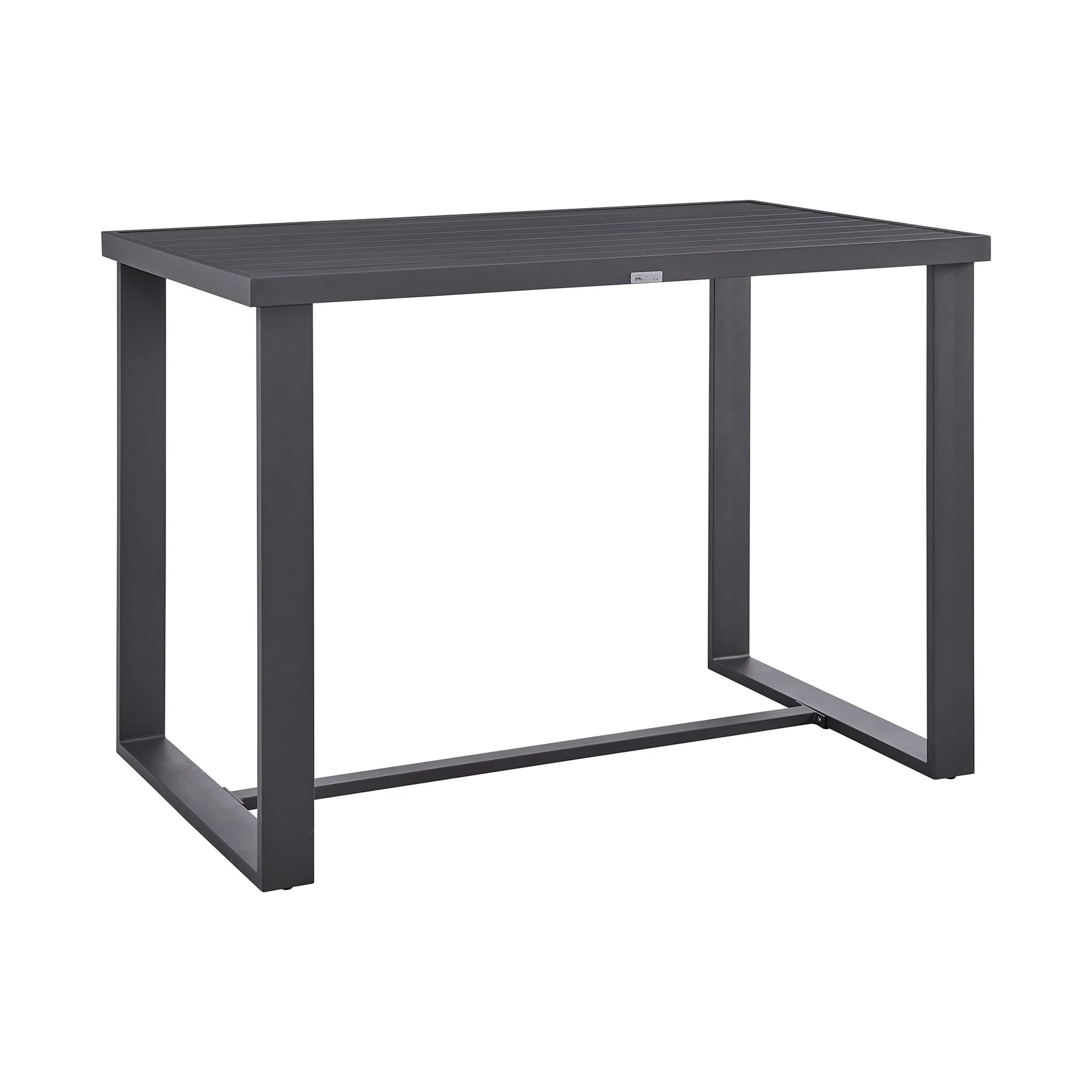 Menorca Outdoor Patio 5-Piece Bar Table Set in Aluminum with Gray Cushions - Image 5