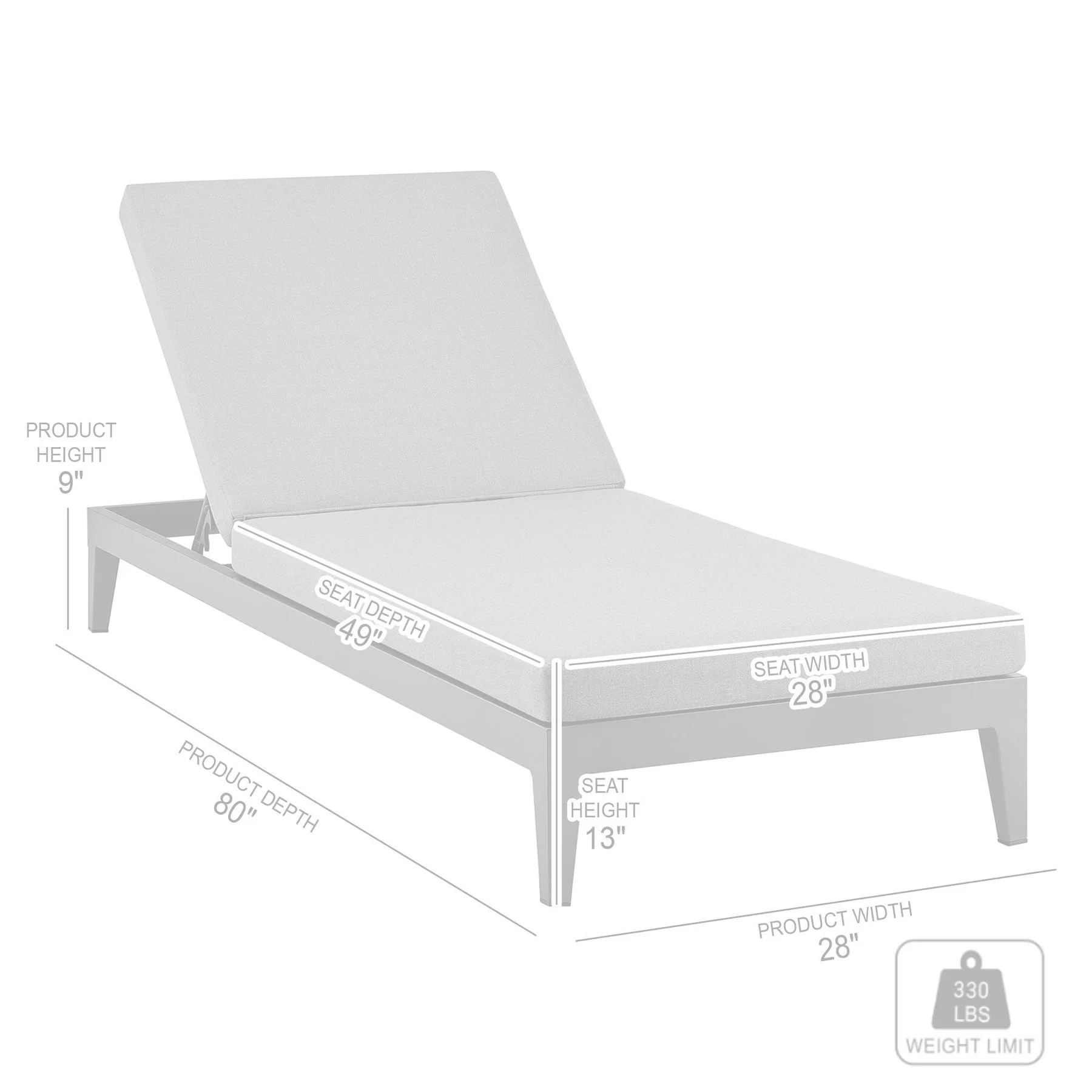 Menorca Outdoor Patio Adjustable Chaise Lounge Chair in Aluminum with Gray Cushions - Image 10