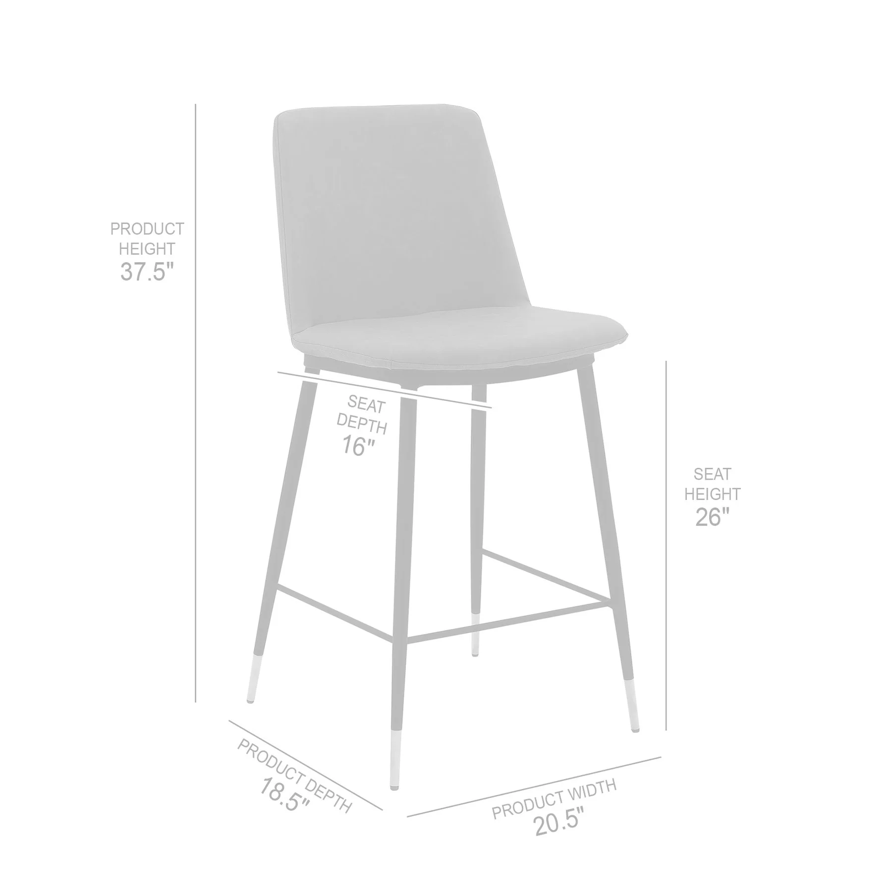 Messina 26" Gray Faux Leather and Metal Counter Height Bar Stool - Image 7