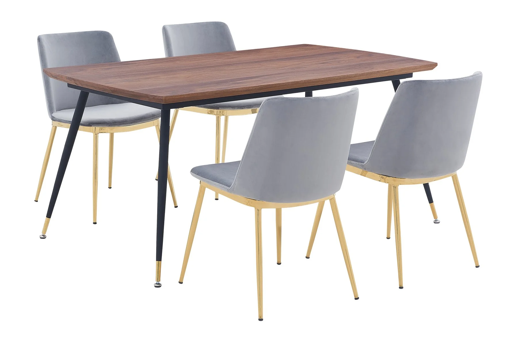 Messina Gray Velvet 5 Piece Rectangular Dining Set