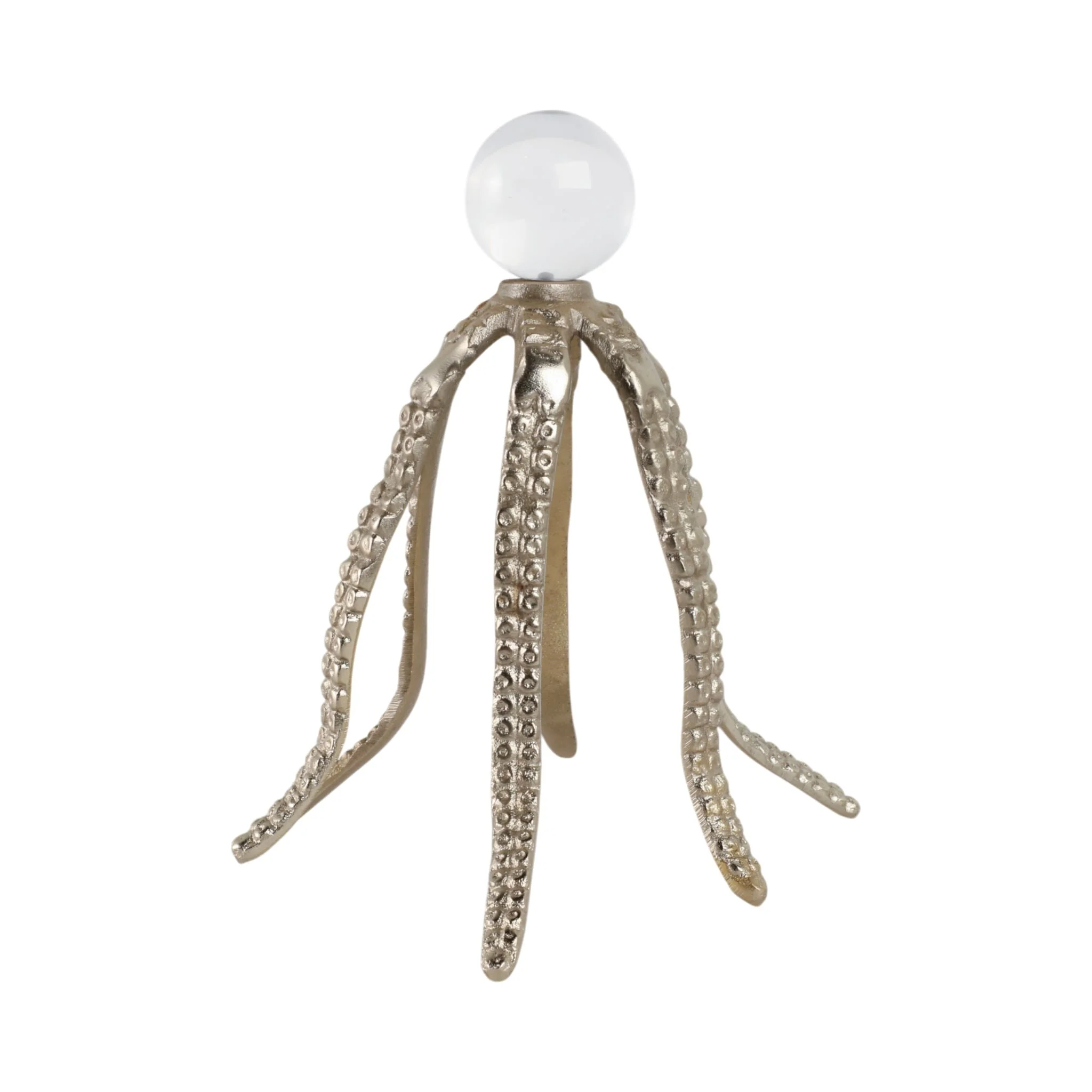 Metal, 10" Octopus Legs W/ Acrylic Ball, Champagne
