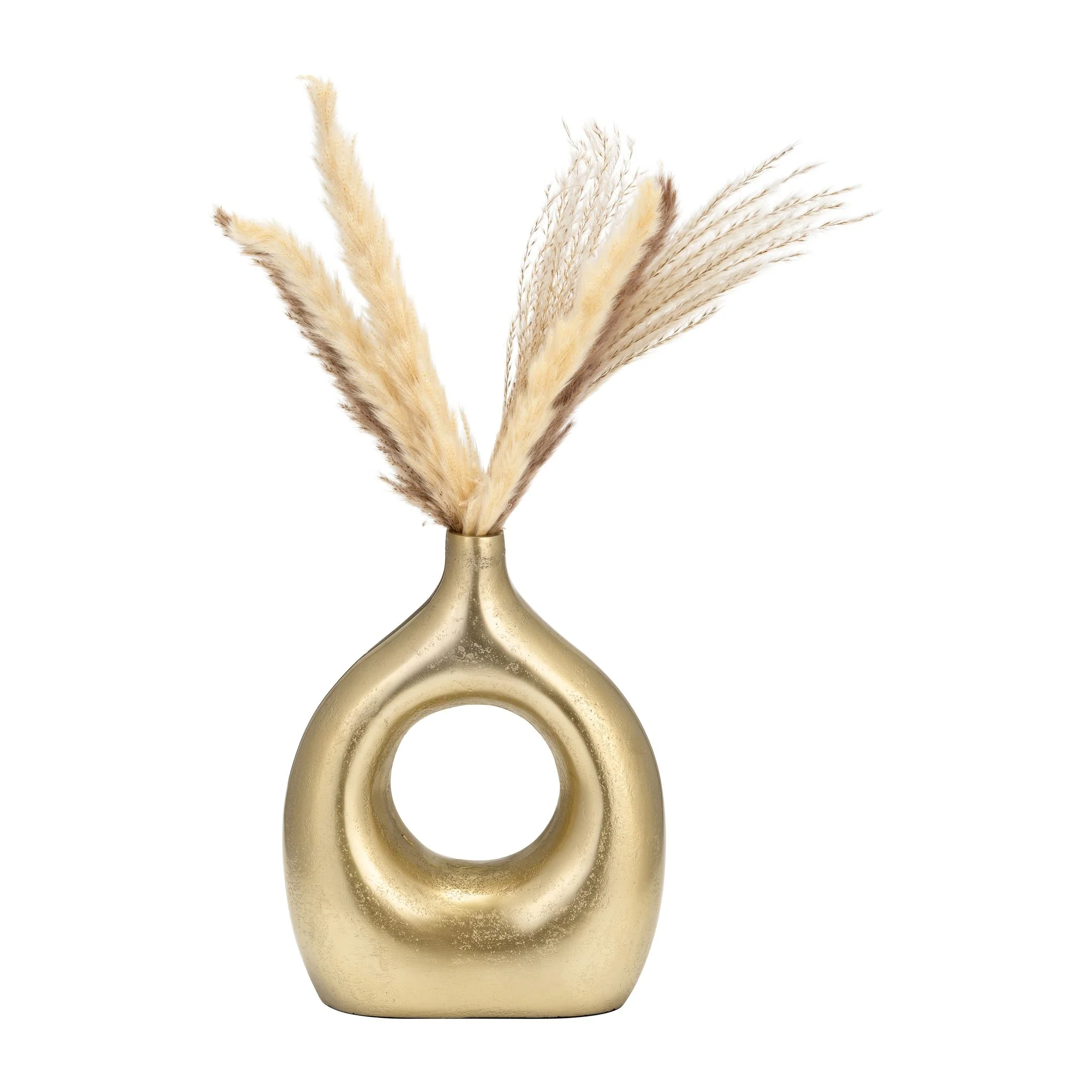 Metal 10" Open Cut Vase, Gold - Image 4