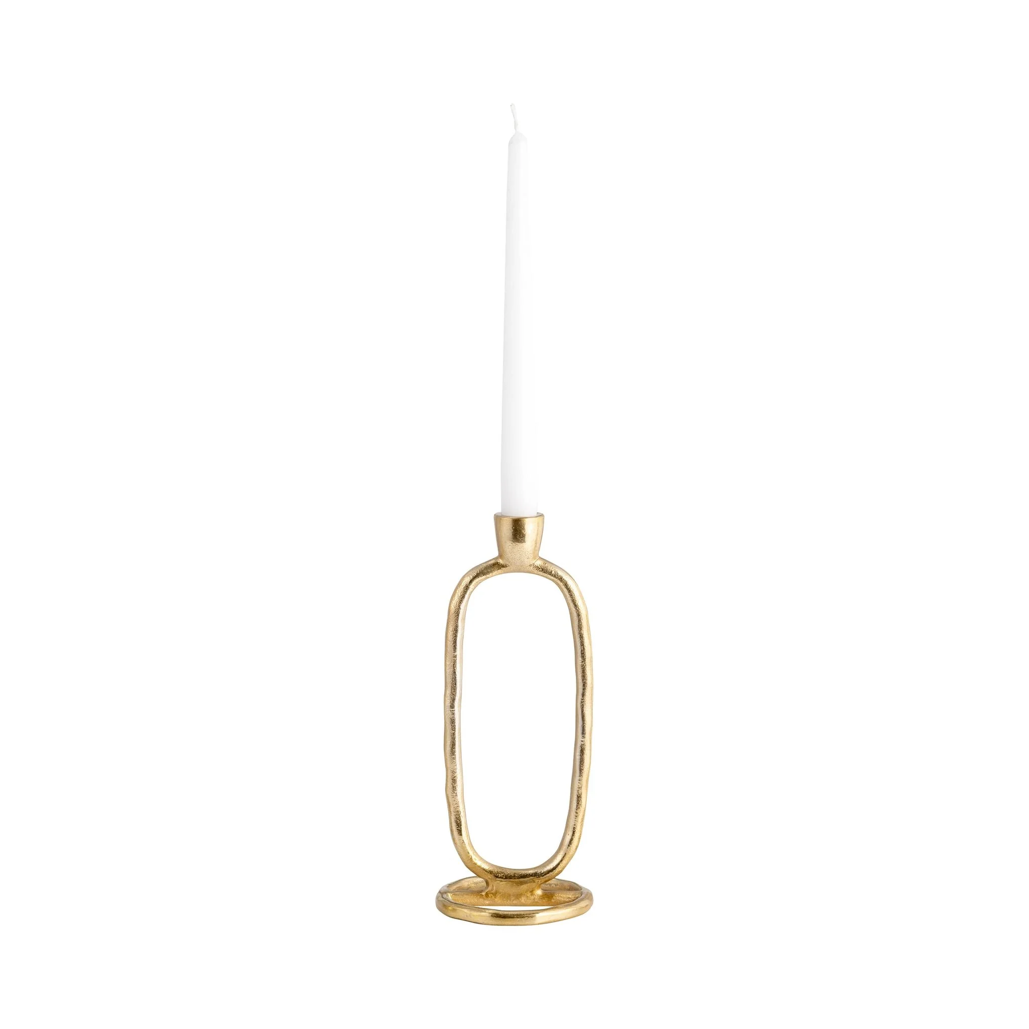 Metal, 10" Open Oval Taper Candleholder, Gold - Image 4