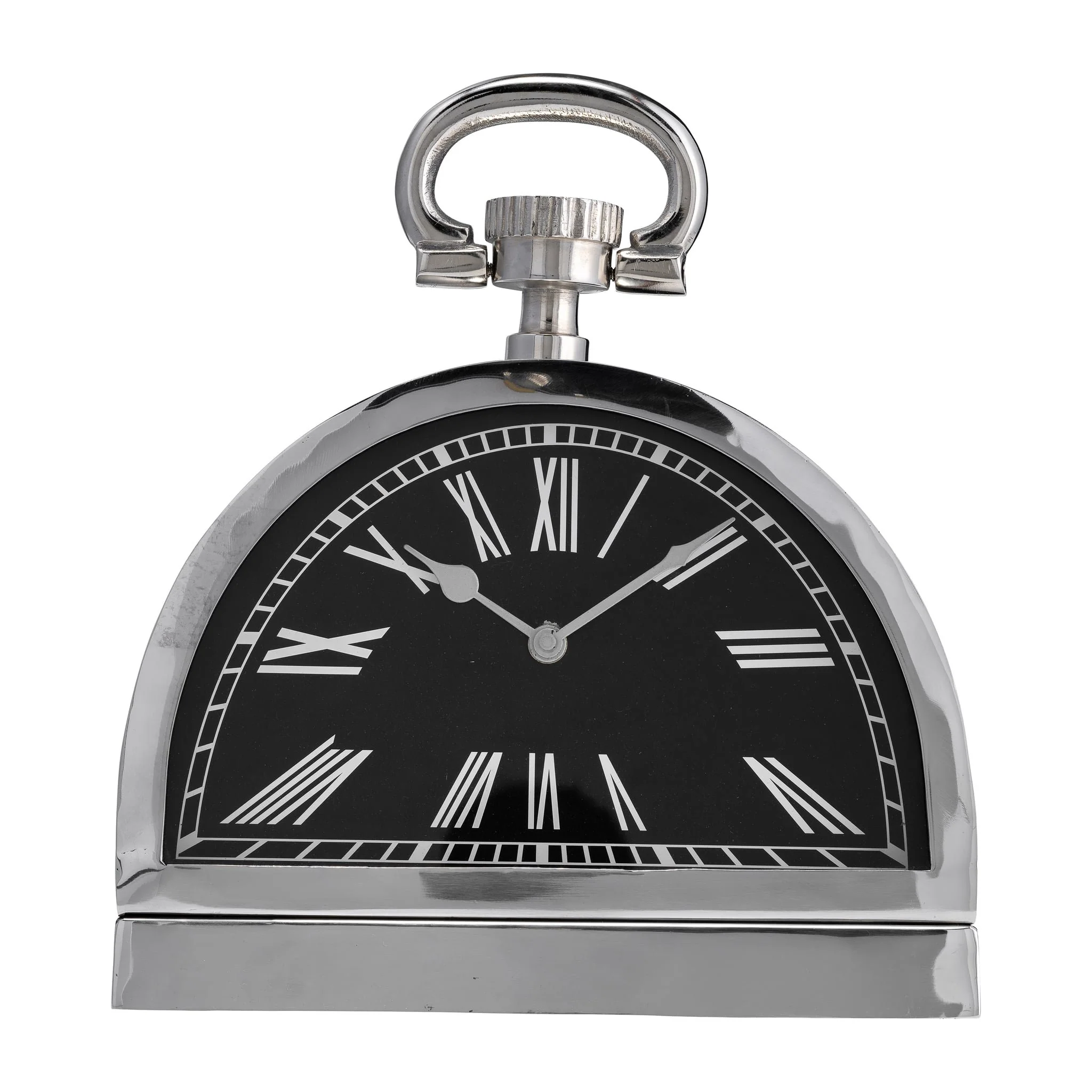 Metal,10"h,leaning Table-clock W/handle,nickel