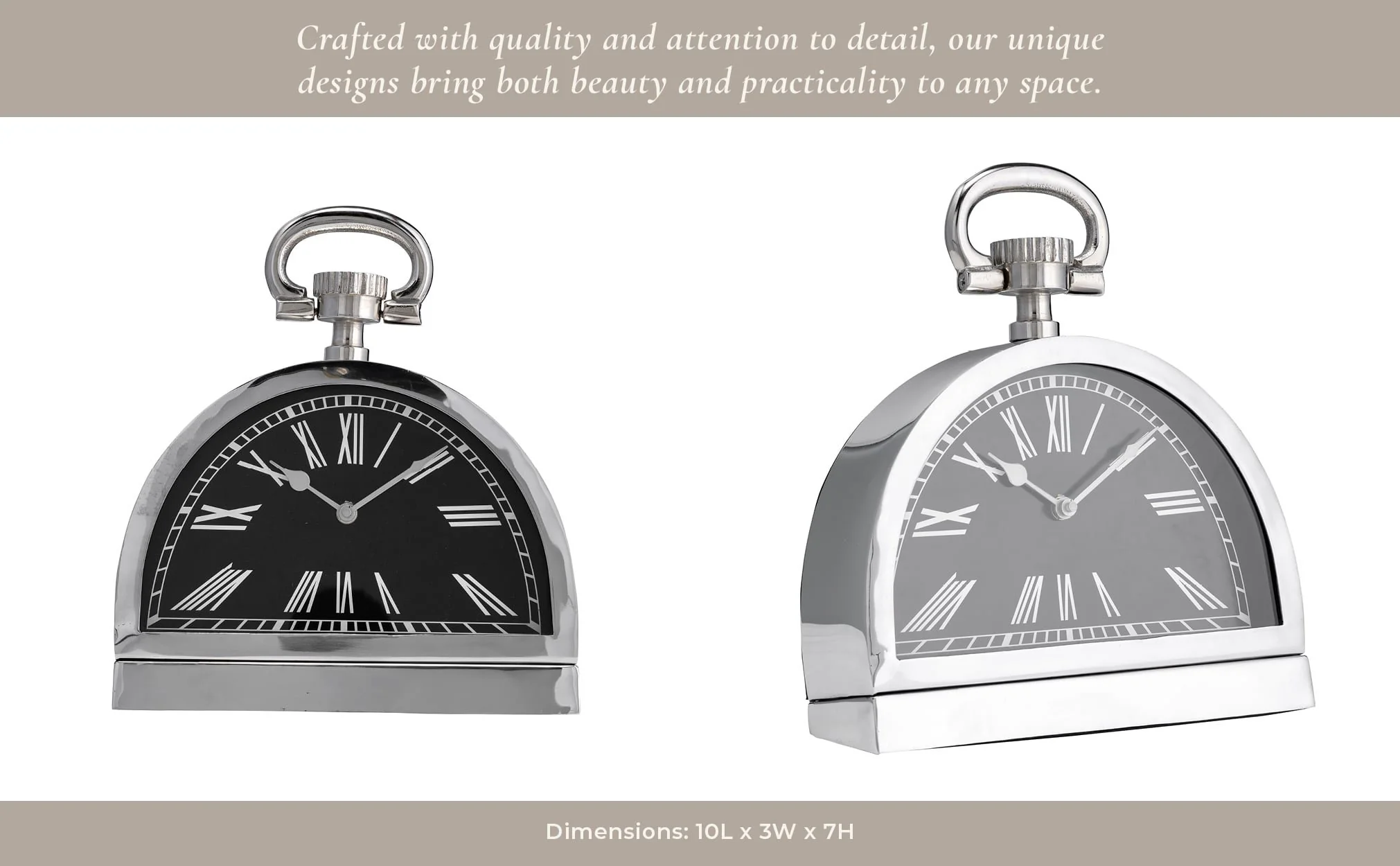 Metal,10"h,leaning Table-clock W/handle,nickel - Image 11