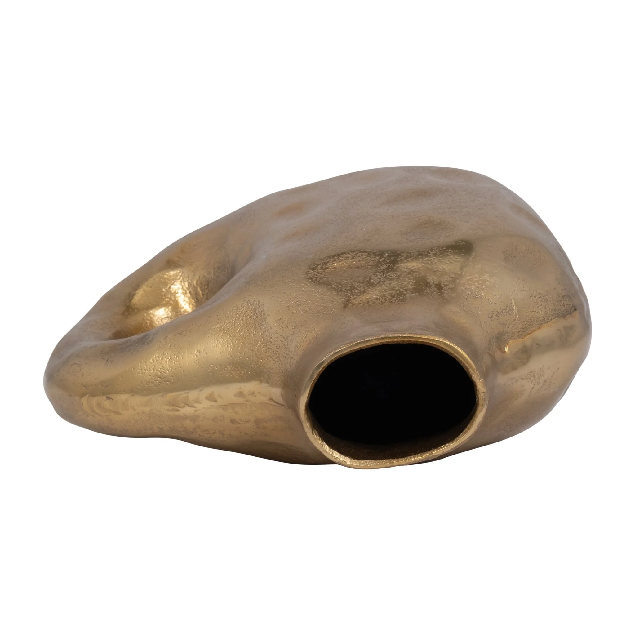 Metal, 11" Hammerd Cut-out Vase, Gold - Image 6
