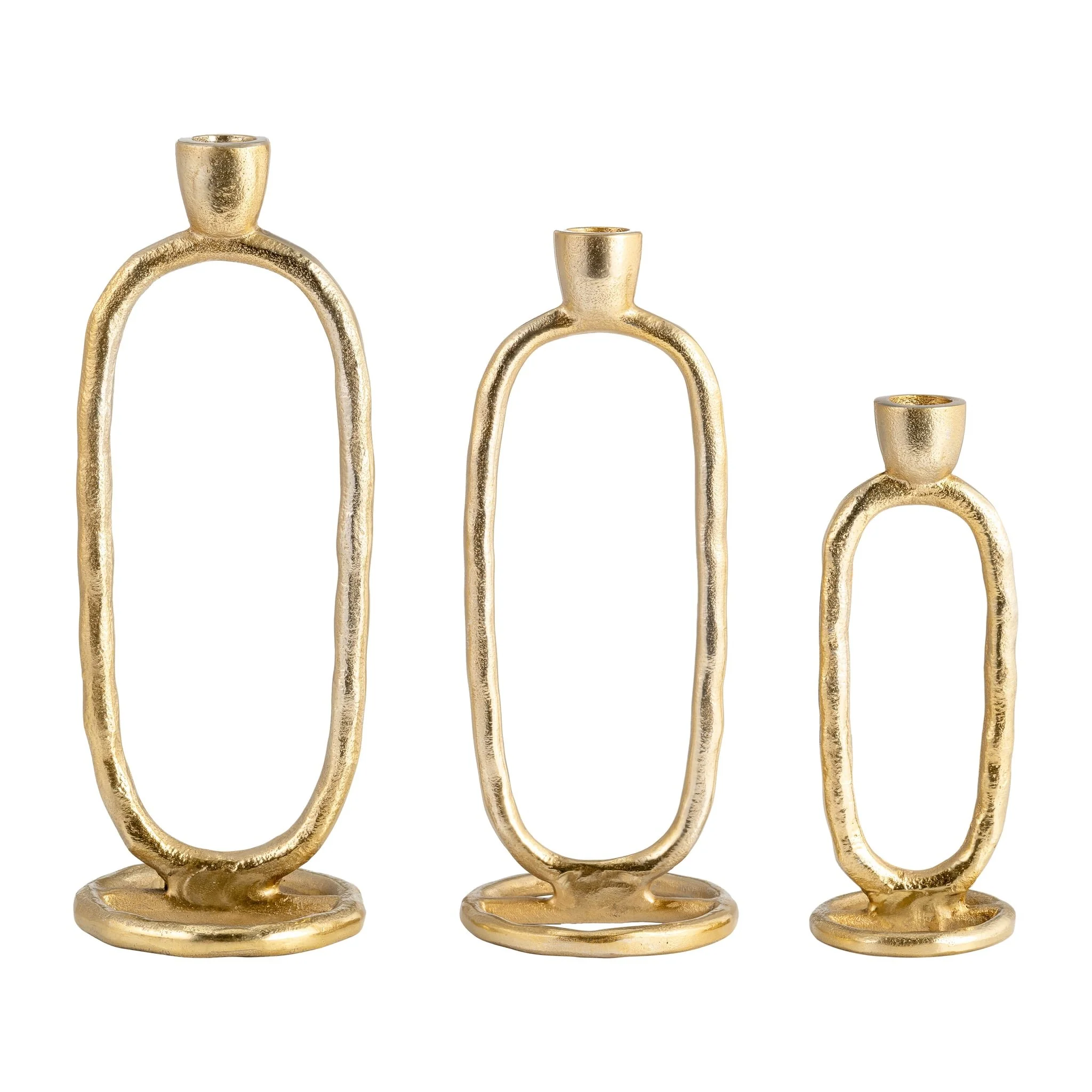Metal, 11" Open Oval Taper Candleholder, Gold - Image 8
