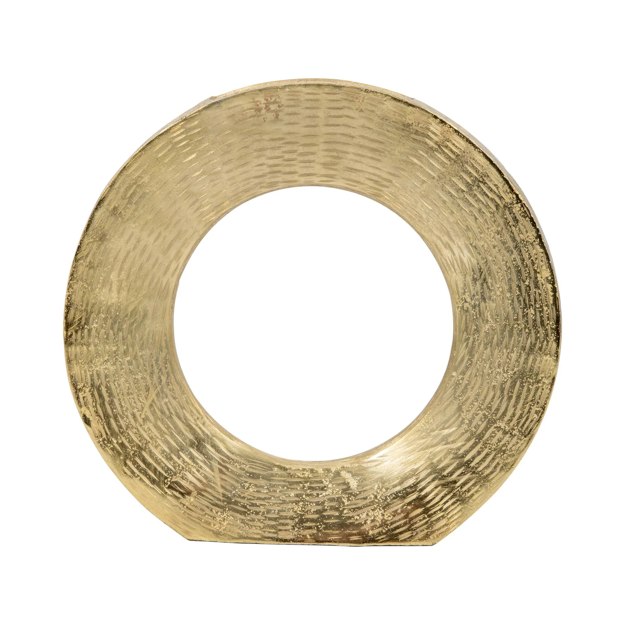 Metal,11"h,round Open Cut Out Vase,gold