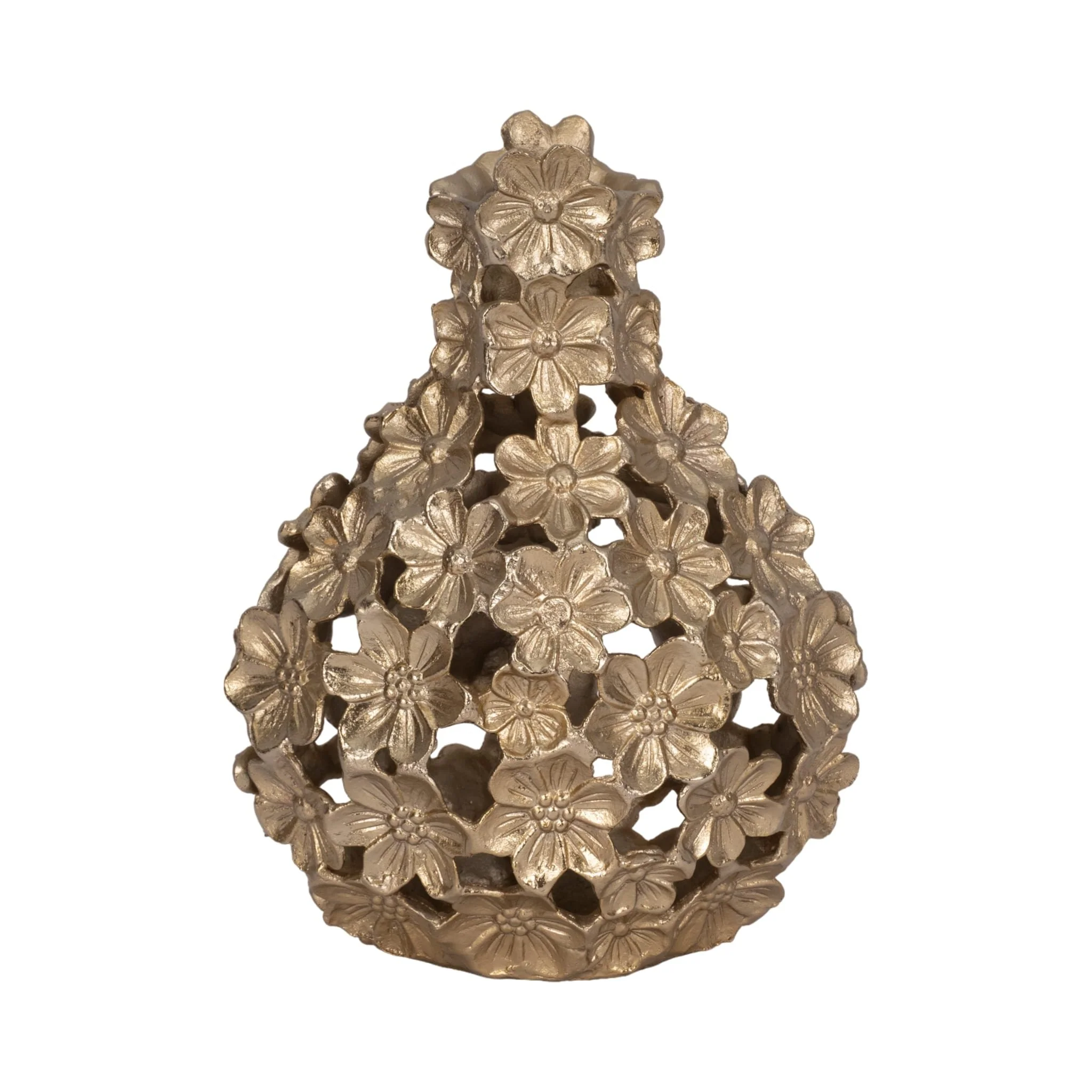Metal, 12" Cut-out Flower Vase, Champagne