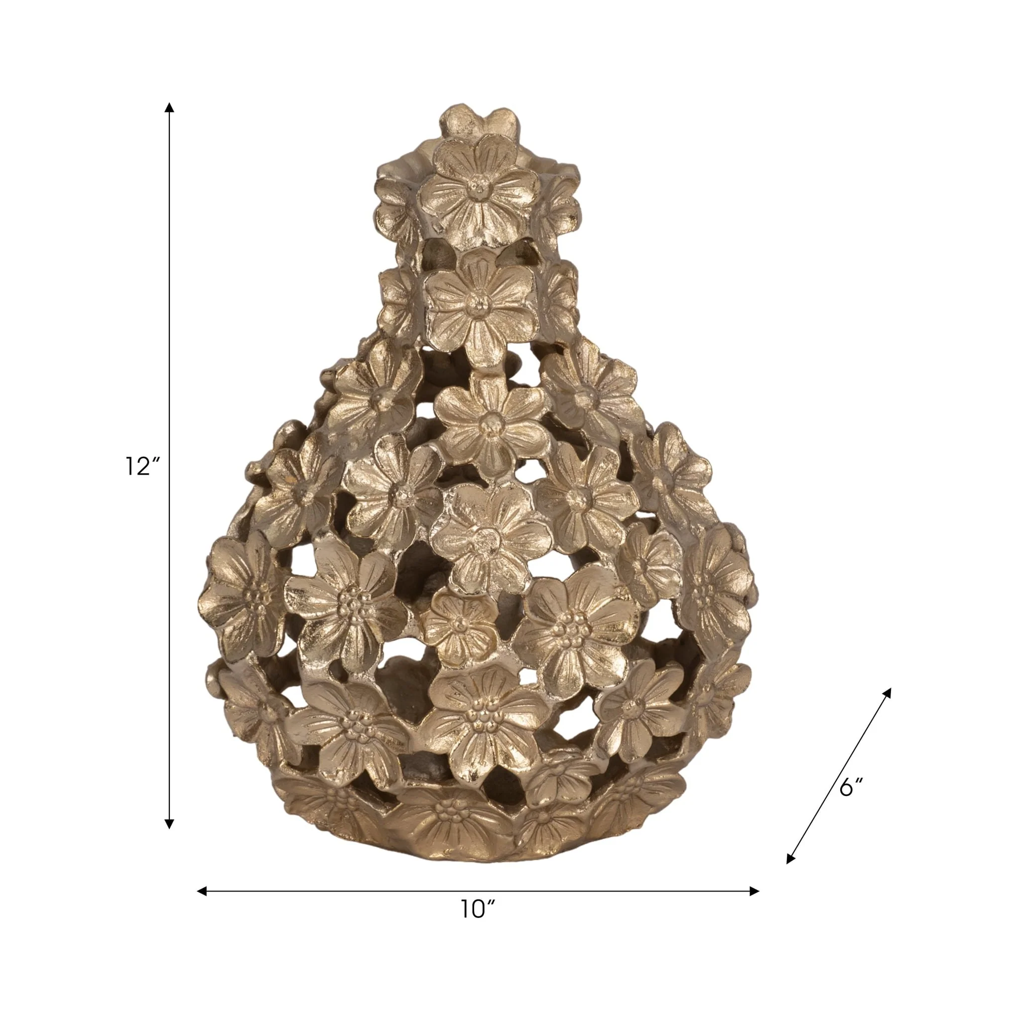 Metal, 12" Cut-out Flower Vase, Champagne - Image 9