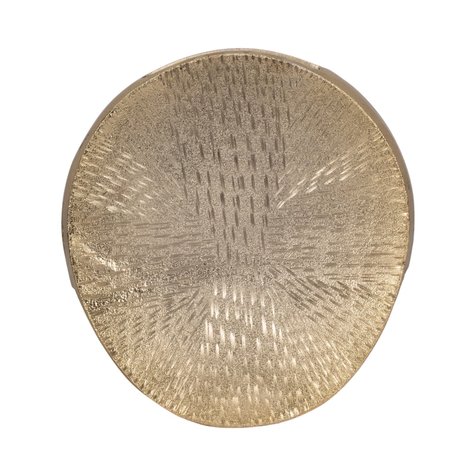 Metal, 12" Etched Oval Vase, Champagne