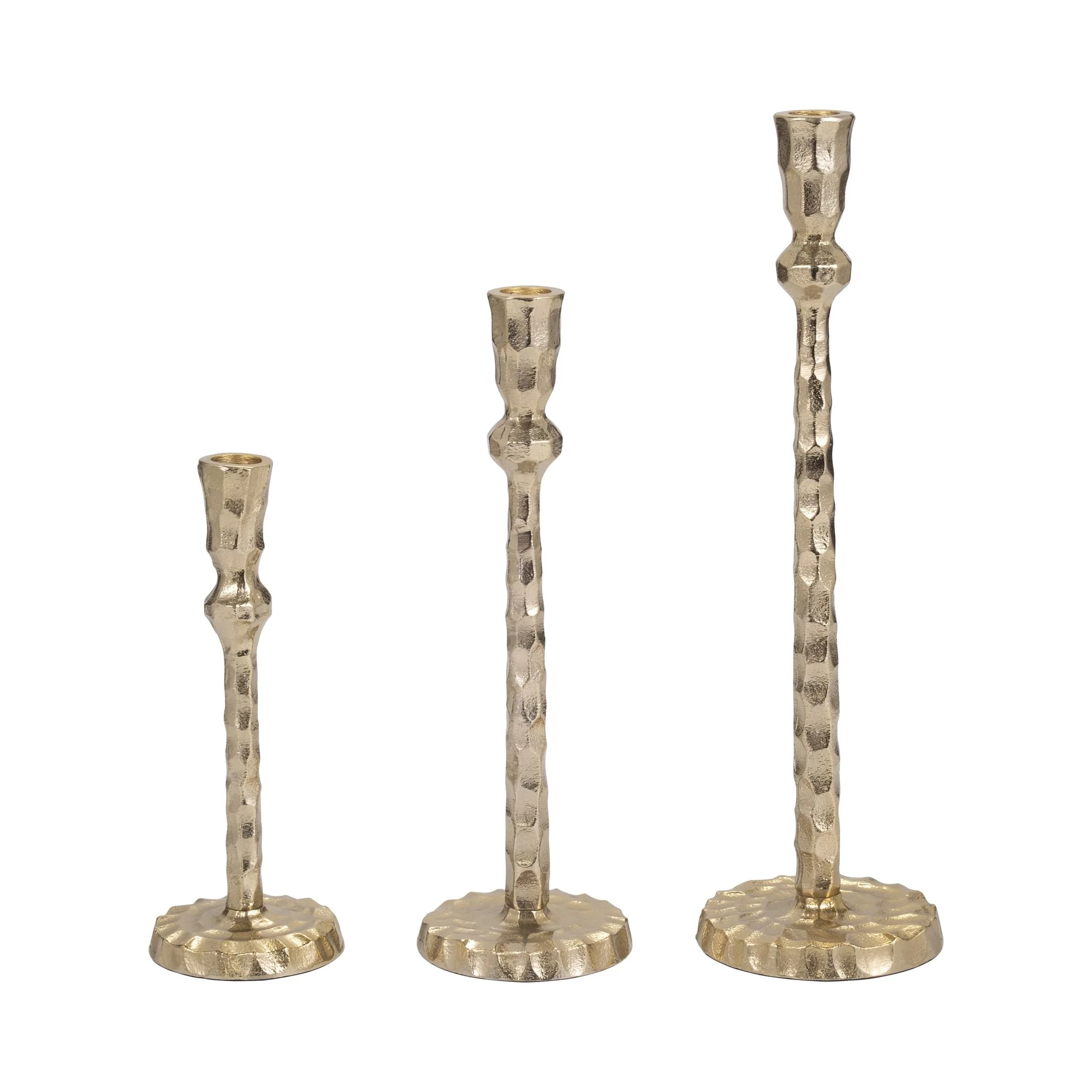 Metal, 12" Hammered Taper Candleholder, Gold - Image 7