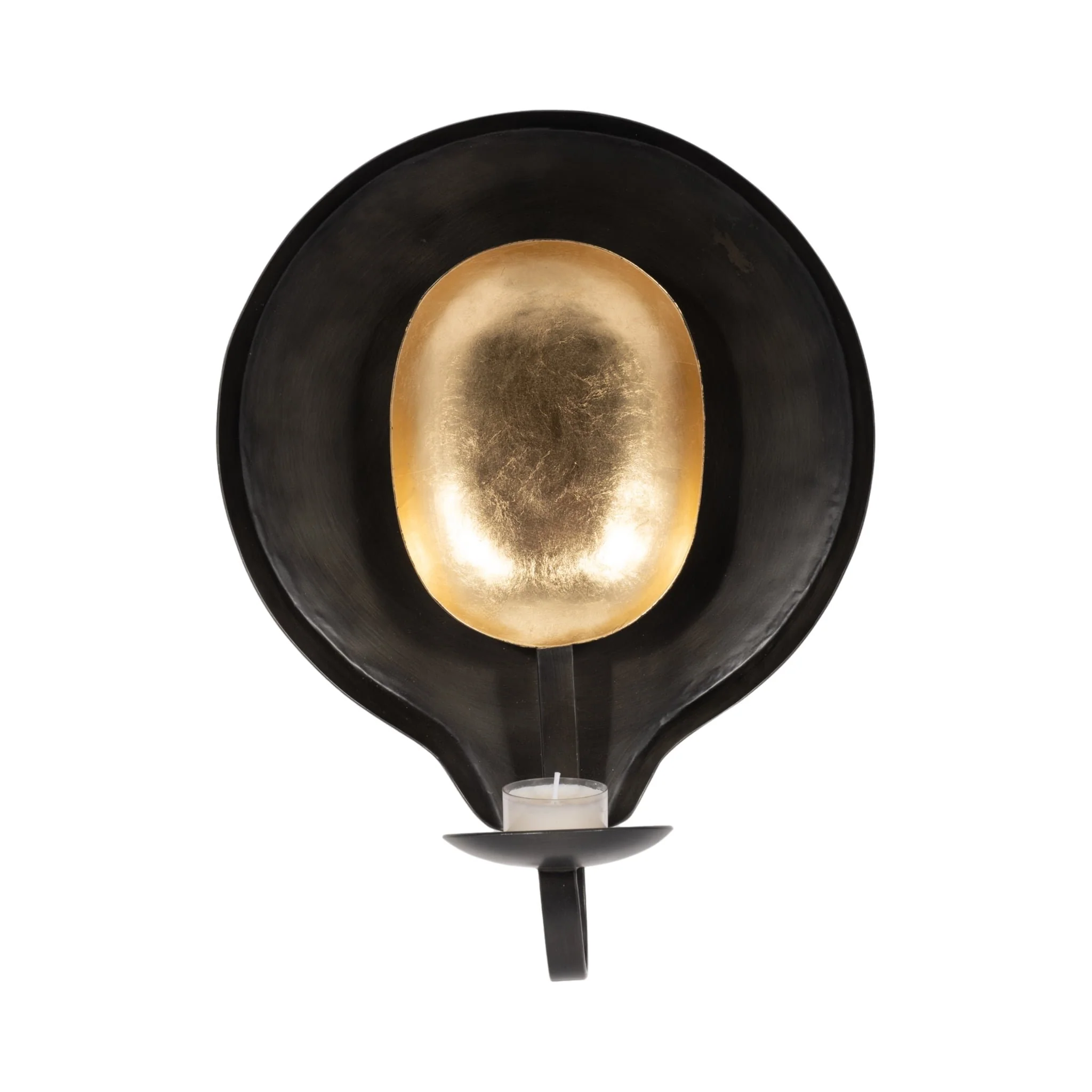Metal, 12" Round Votive Holder, Black/gold - Image 2