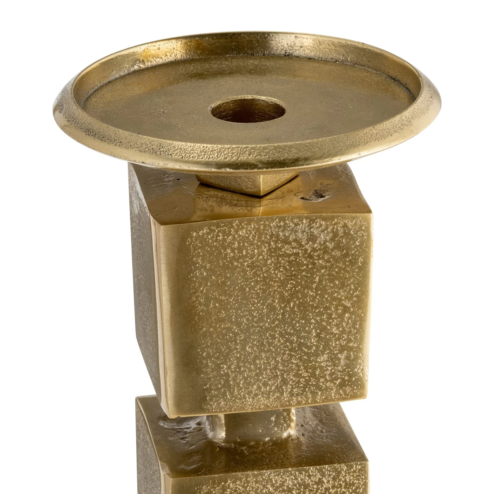 Metal, 12" Stacked Cubes Candleholder, Gold - Image 2