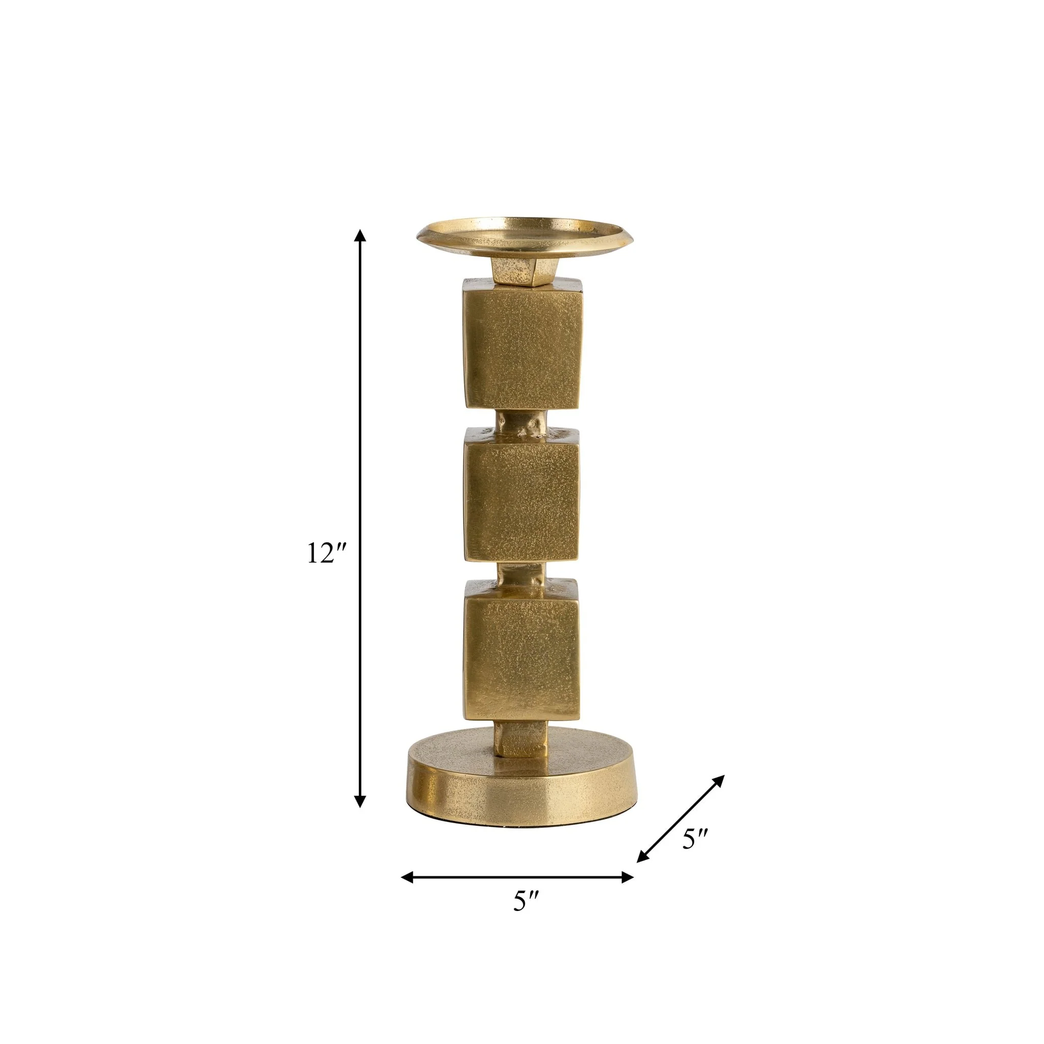 Metal, 12" Stacked Cubes Candleholder, Gold - Image 6