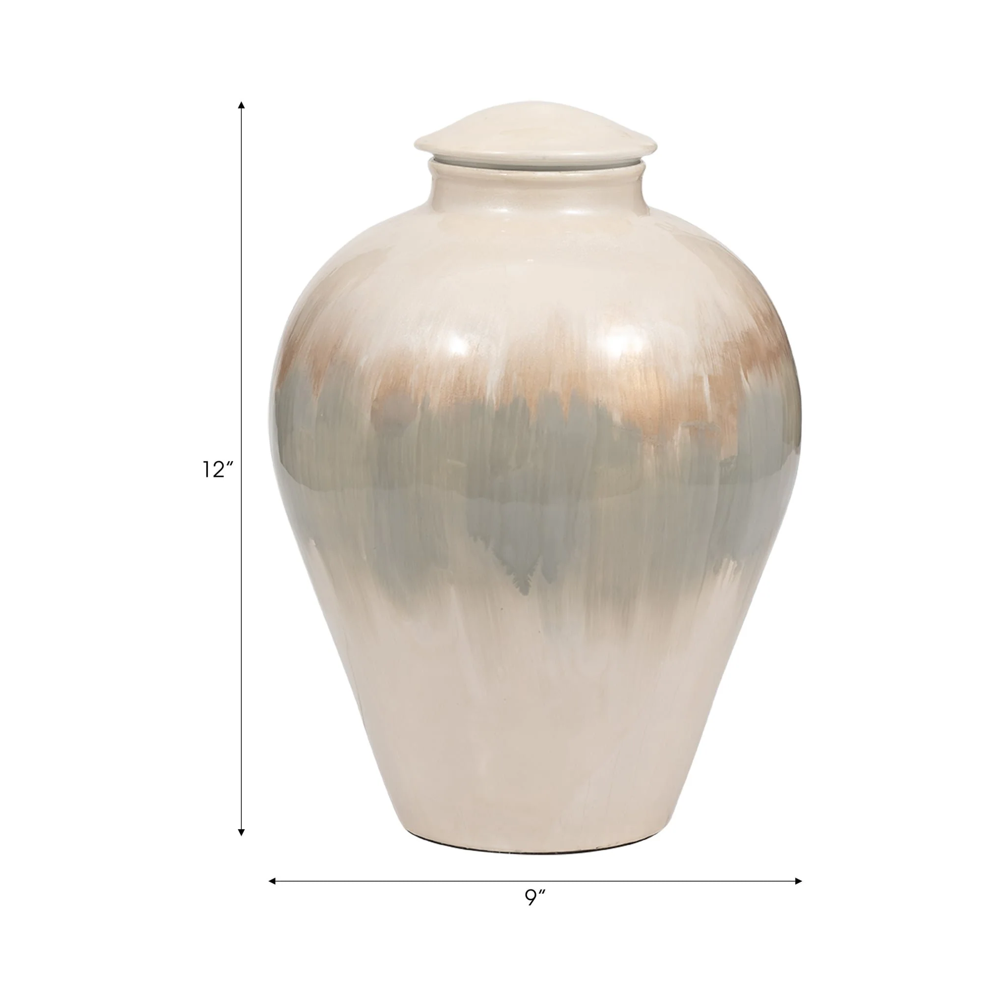 Metal, 12" Temple Vase, Pearl - Image 8