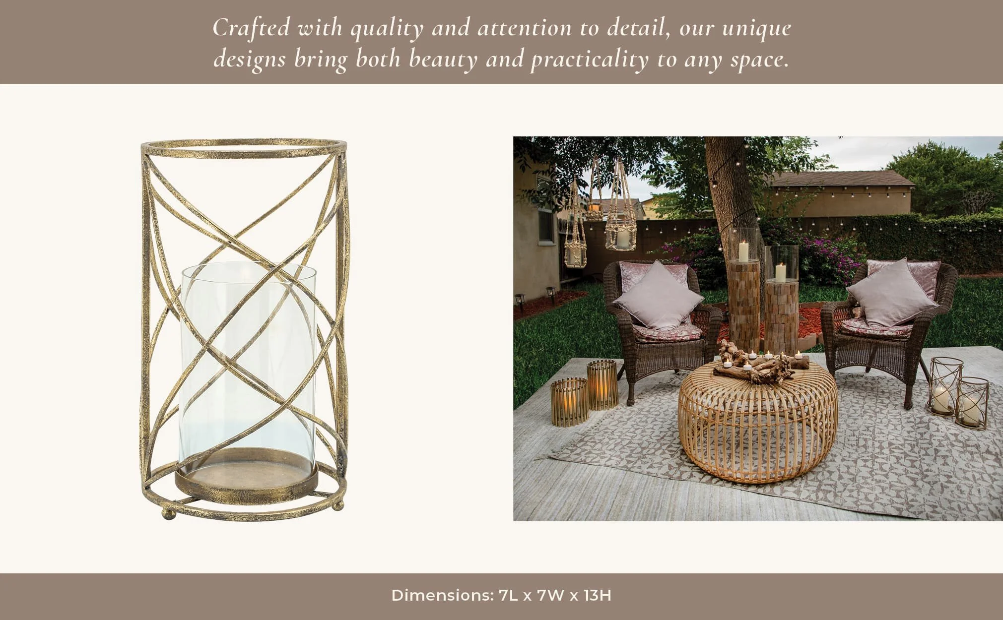 Metal 13" Hurricane Candle Holder,gold - Image 8