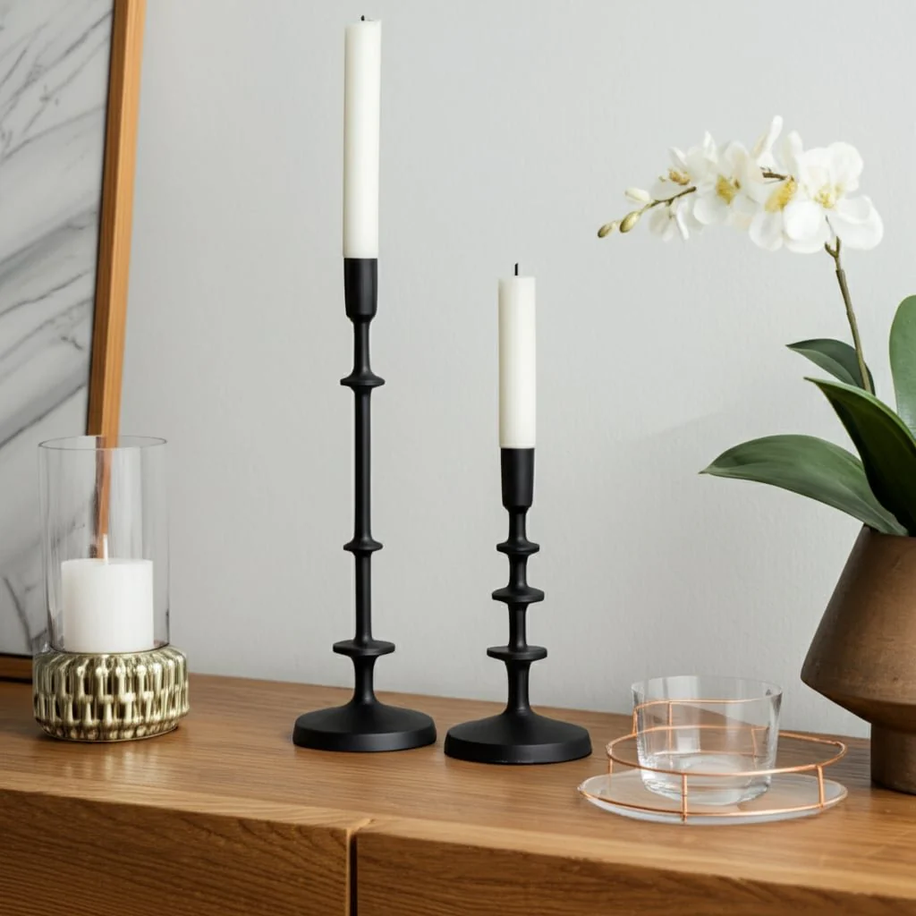 Metal, 13"h Taper Candle Holder, Black - Image 8