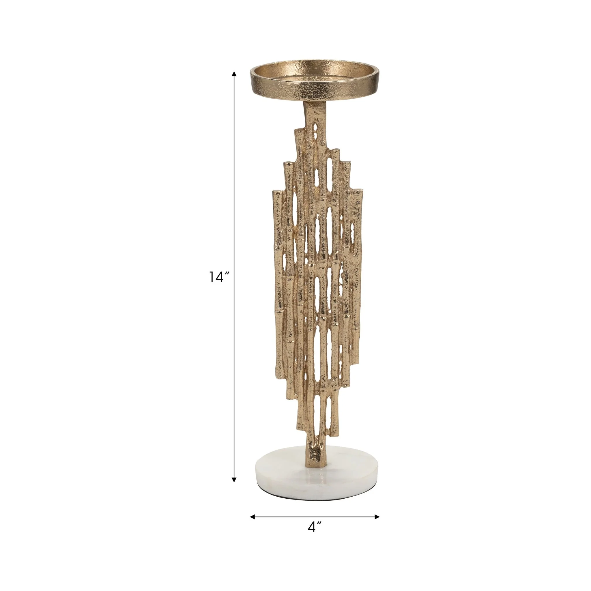 Metal, 14" Contemporary Candle Holder, Gold - Image 9
