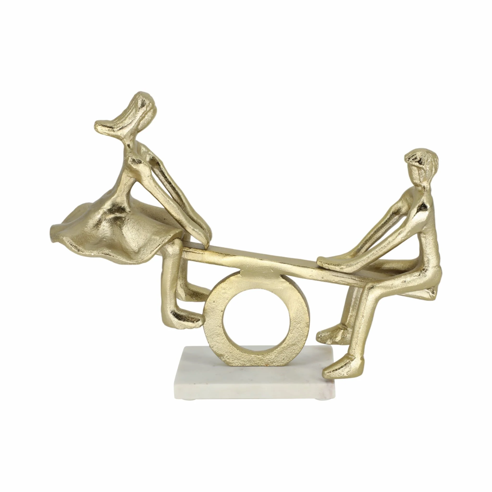 Metal, 15" Couple On See-saw, Gold
