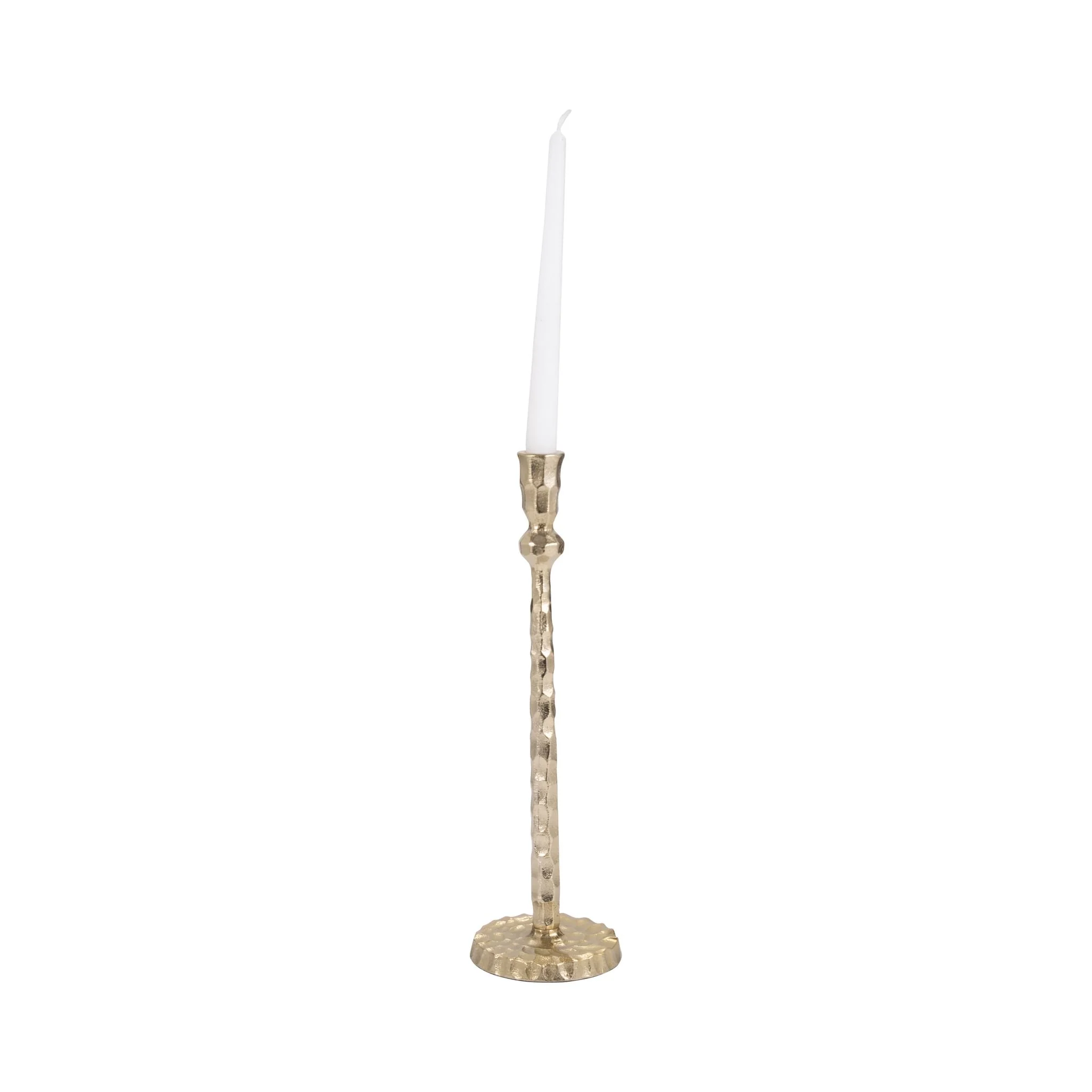Metal, 15" Hammered Taper Candleholder, Gold - Image 2