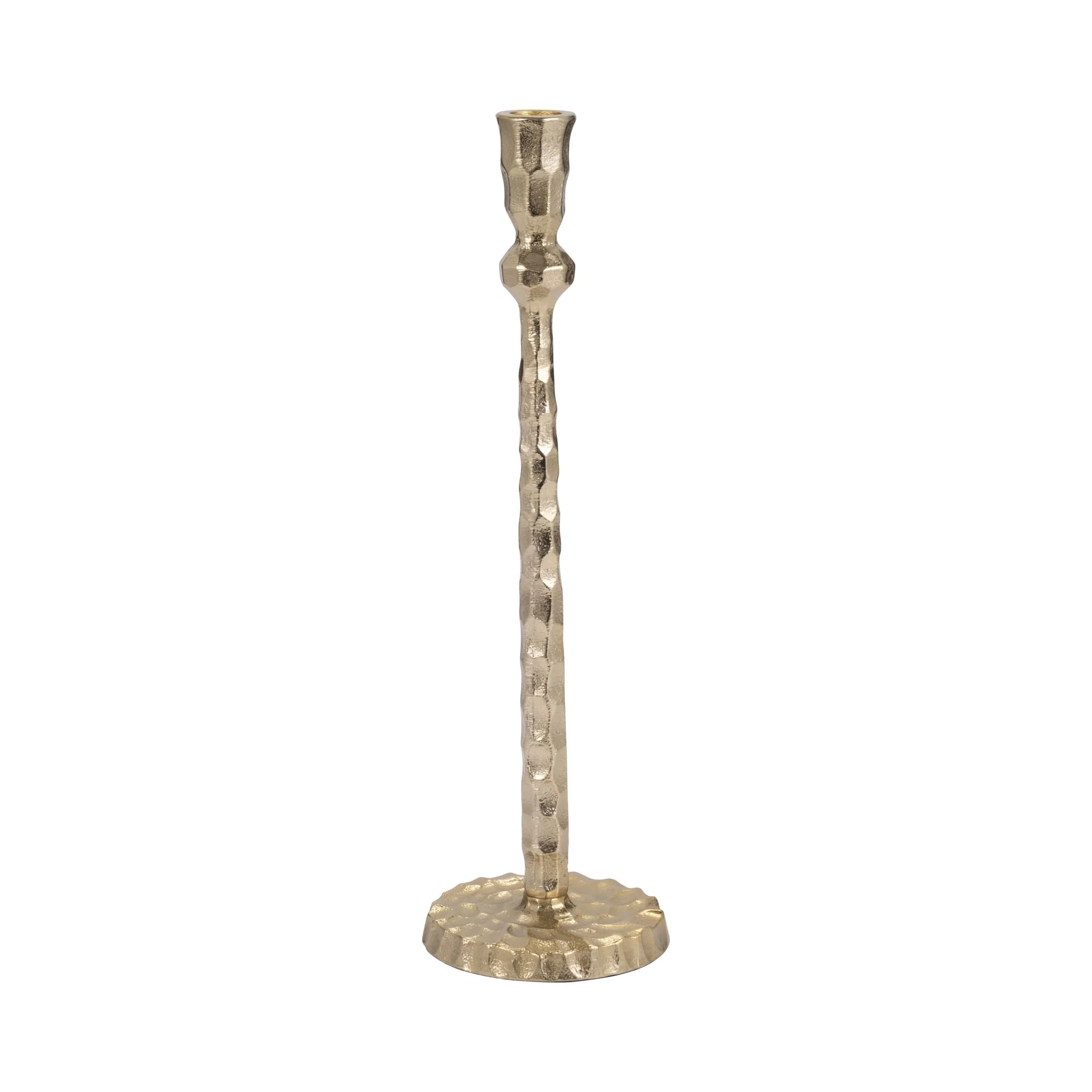 Metal, 15" Hammered Taper Candleholder, Gold - Image 3