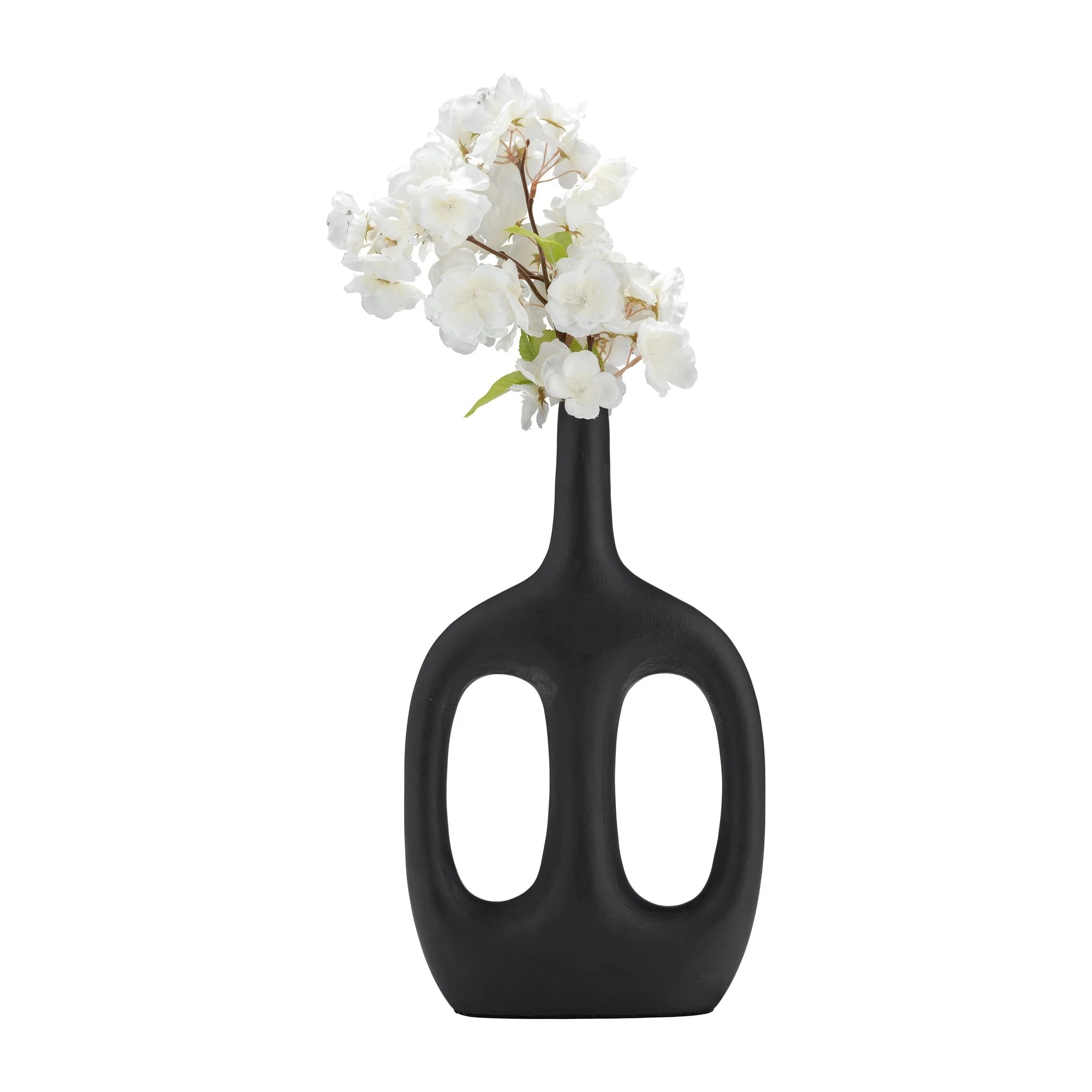 Metal,15", Hollow Handles Vase,black - Image 2