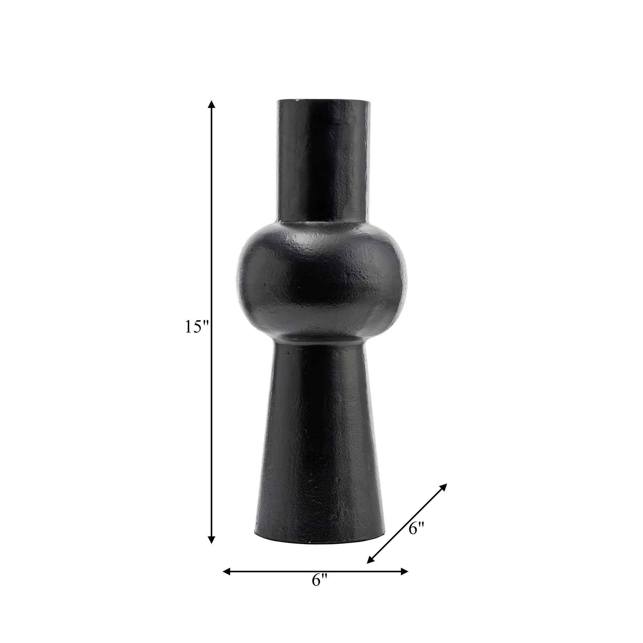 Metal,15"h, Mid Ellipsoid Vase,black - Image 7