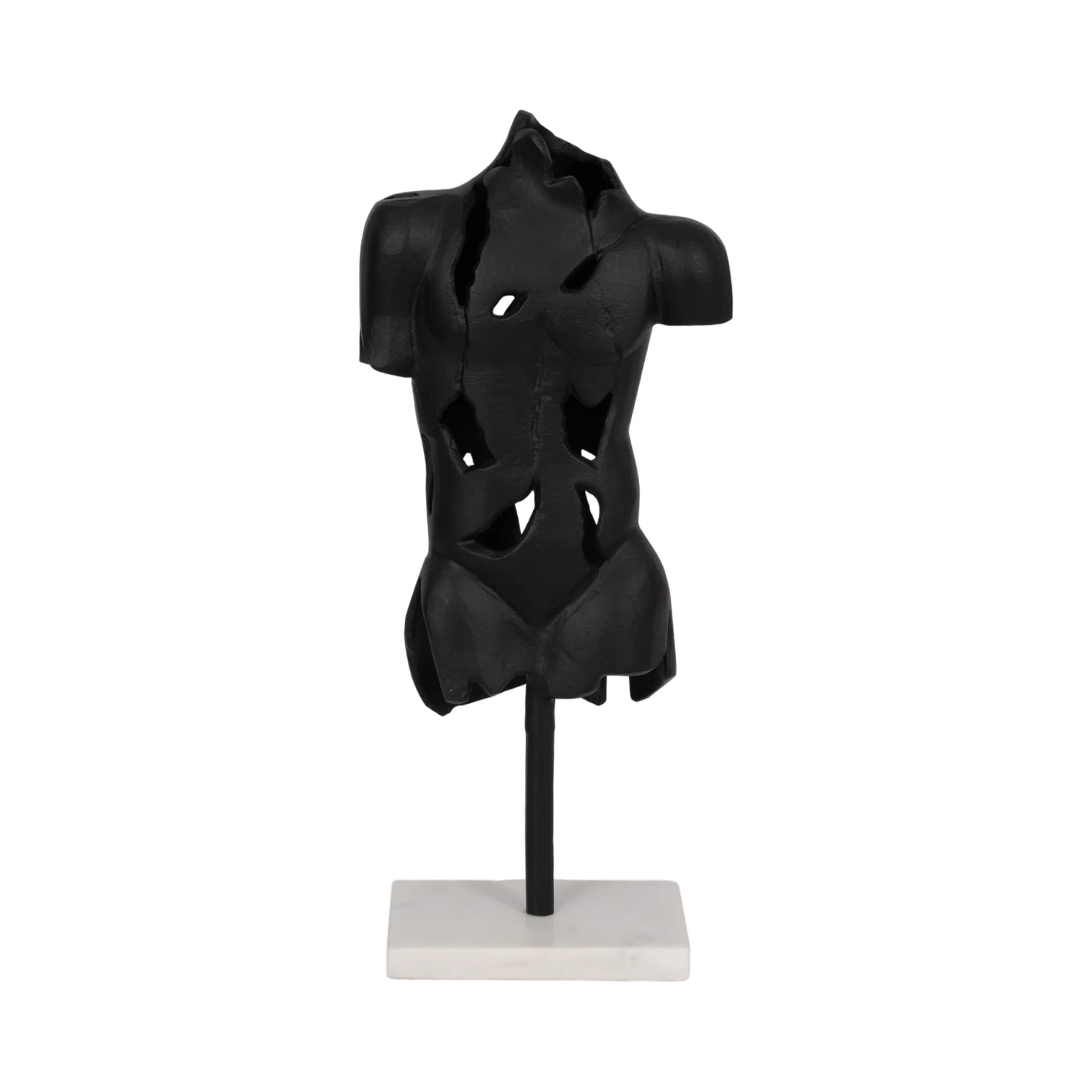 Metal, 16" Cracked Bust On Stand, Black