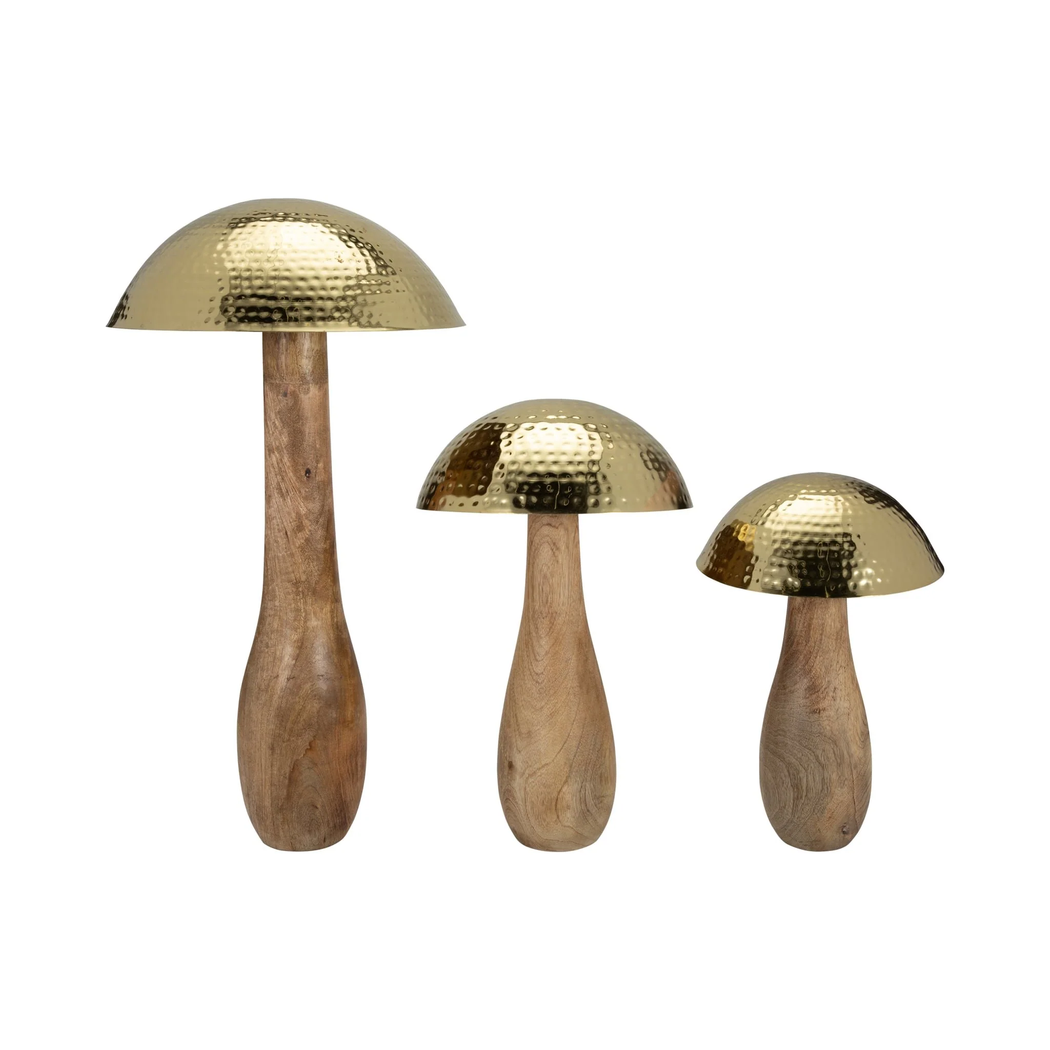 Metal, 16" Mushroom W/ Wood Base, Gold - Image 8