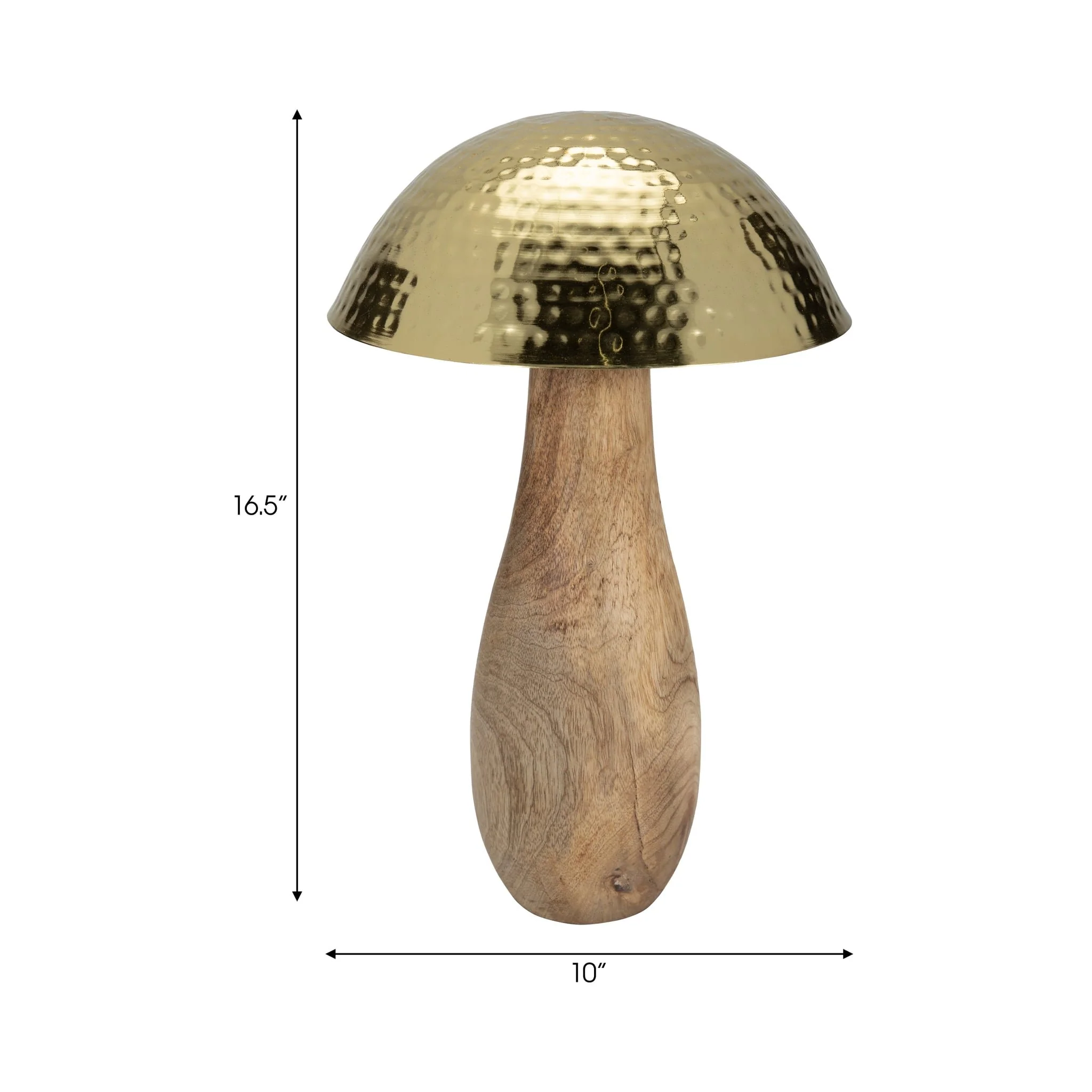 Metal, 16" Mushroom W/ Wood Base, Gold - Image 9