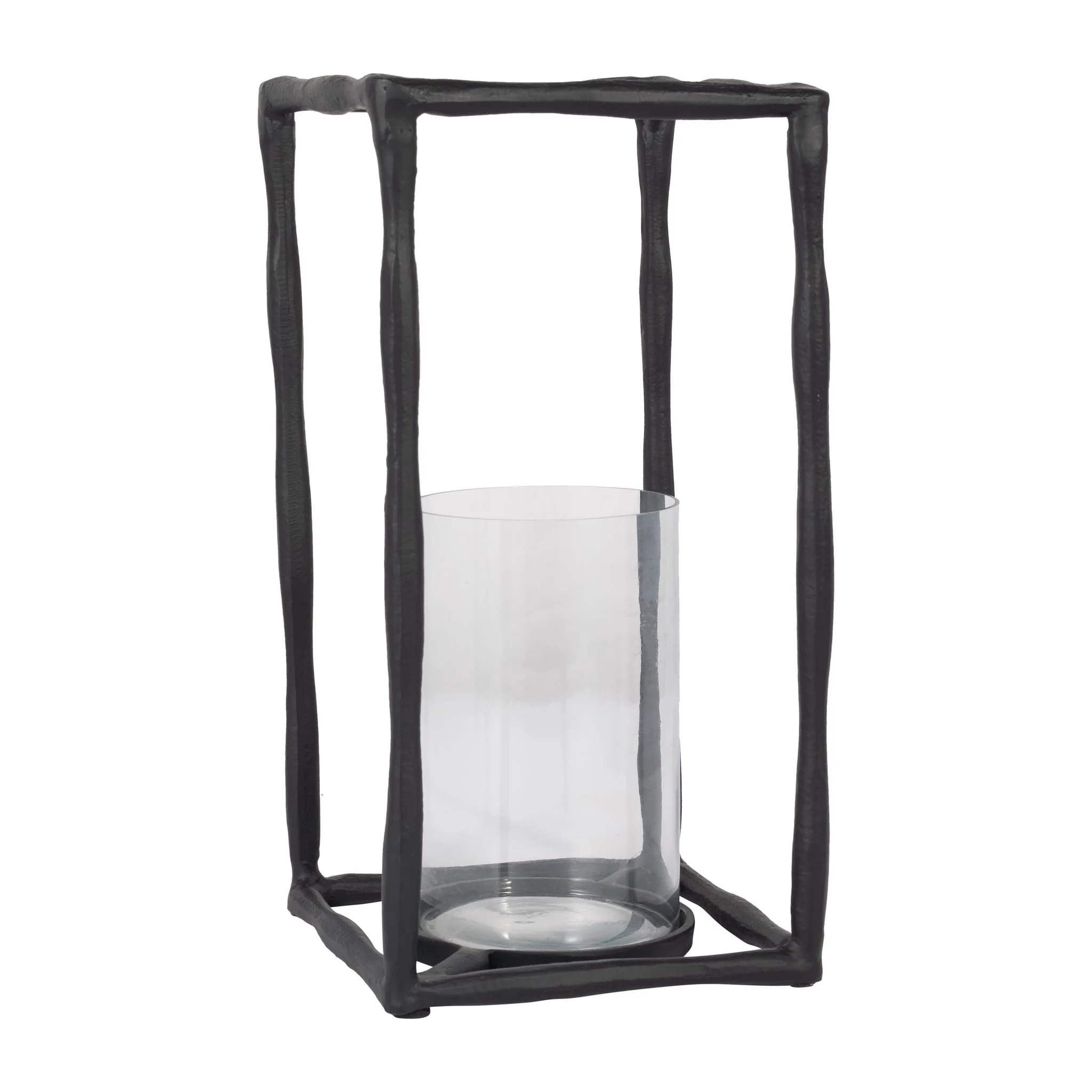 Metal, 16" Open Square Hurricane Holder, Black - Image 2