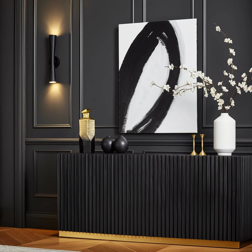 Metal,16",rigged Vase,gold/black - Image 12