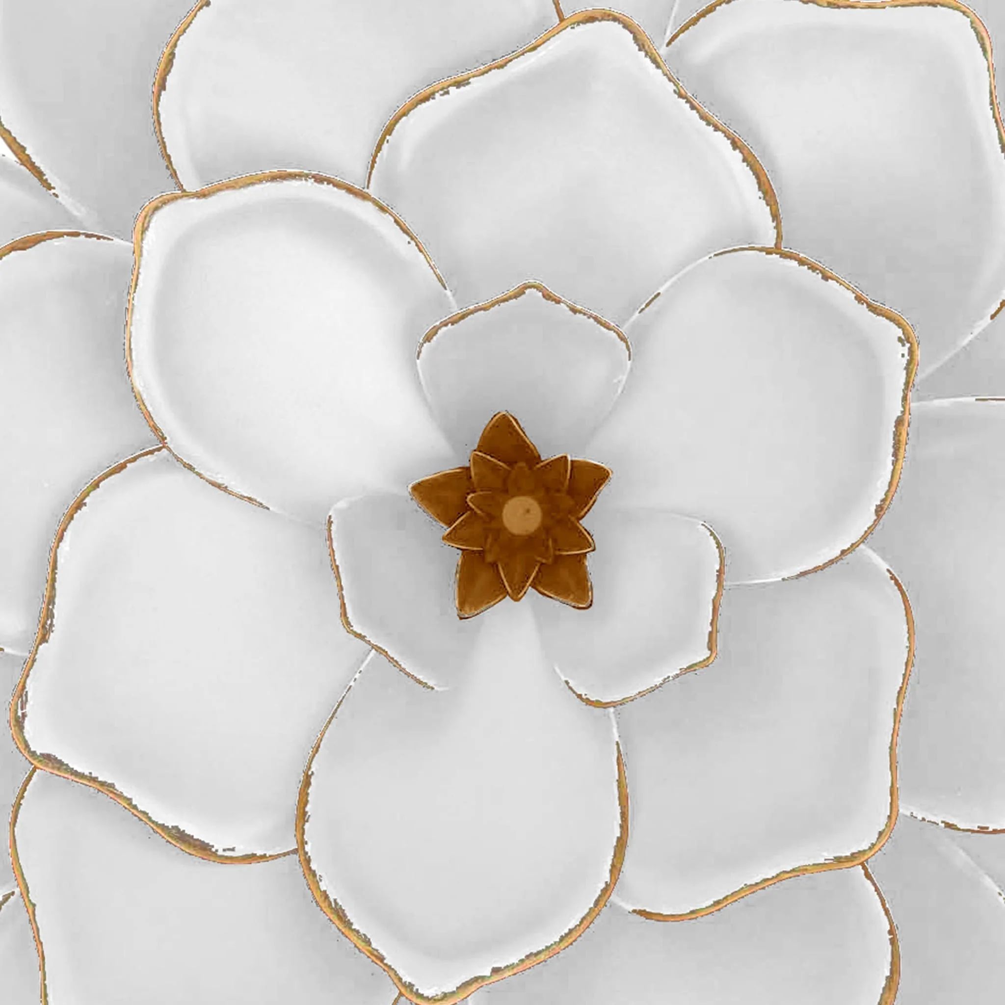 Metal 17" Multi-layer Flower Wall Deco, White/gol - Image 5