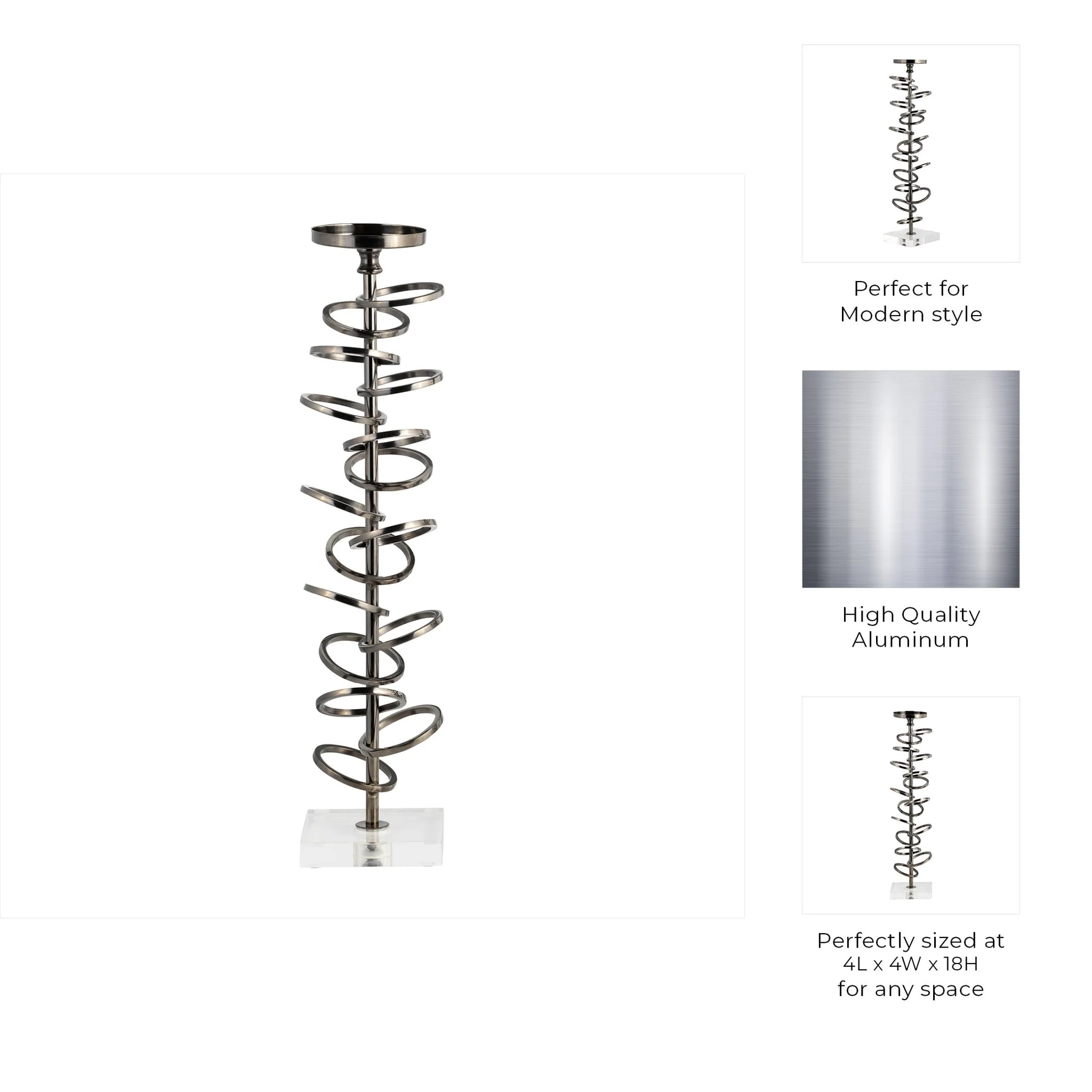 Metal, 18" Ring Toss On Acrylic Candleholder, Gunm - Image 9